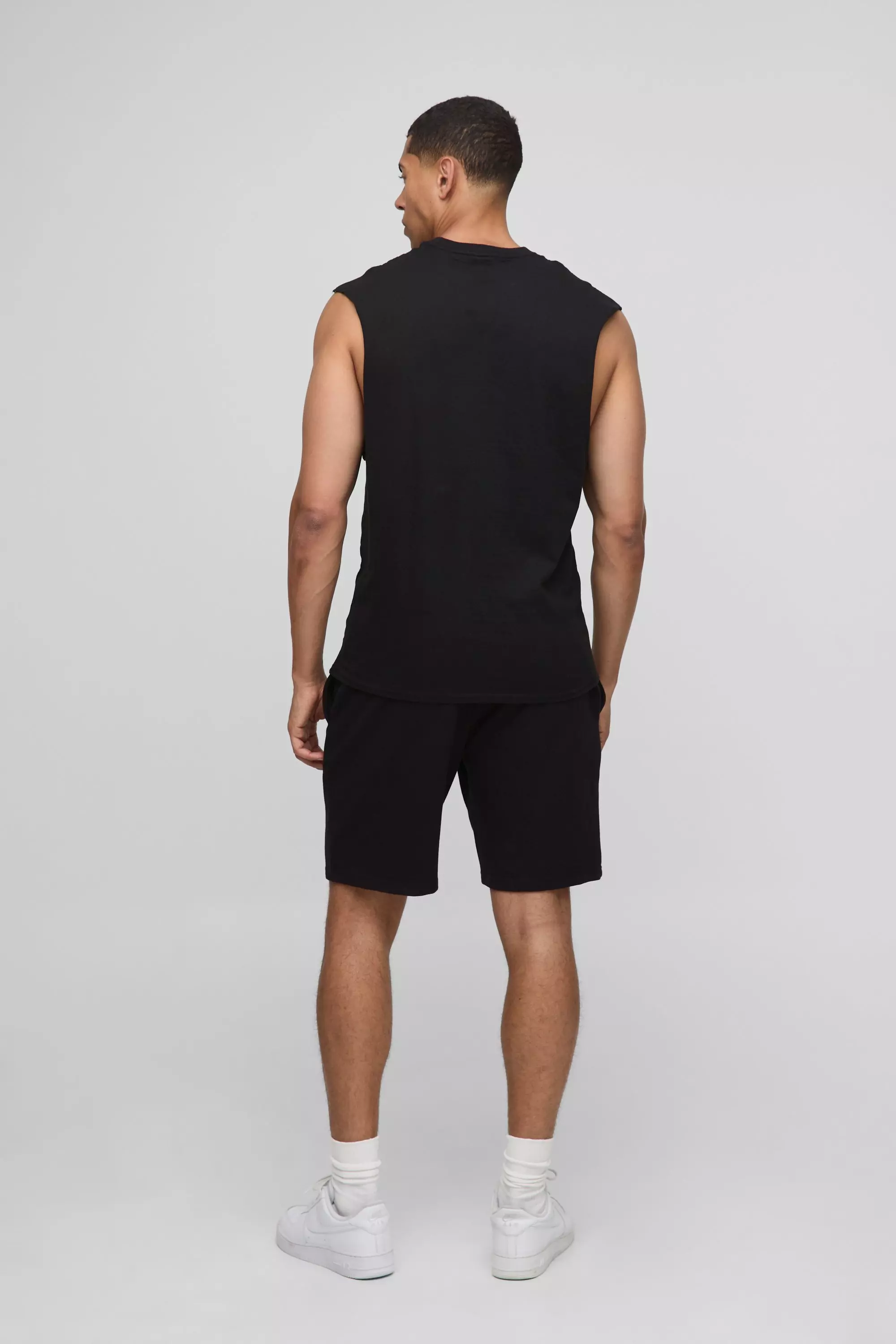 Black Regular Fit Ice Cube License Tank | boohooMAN USA