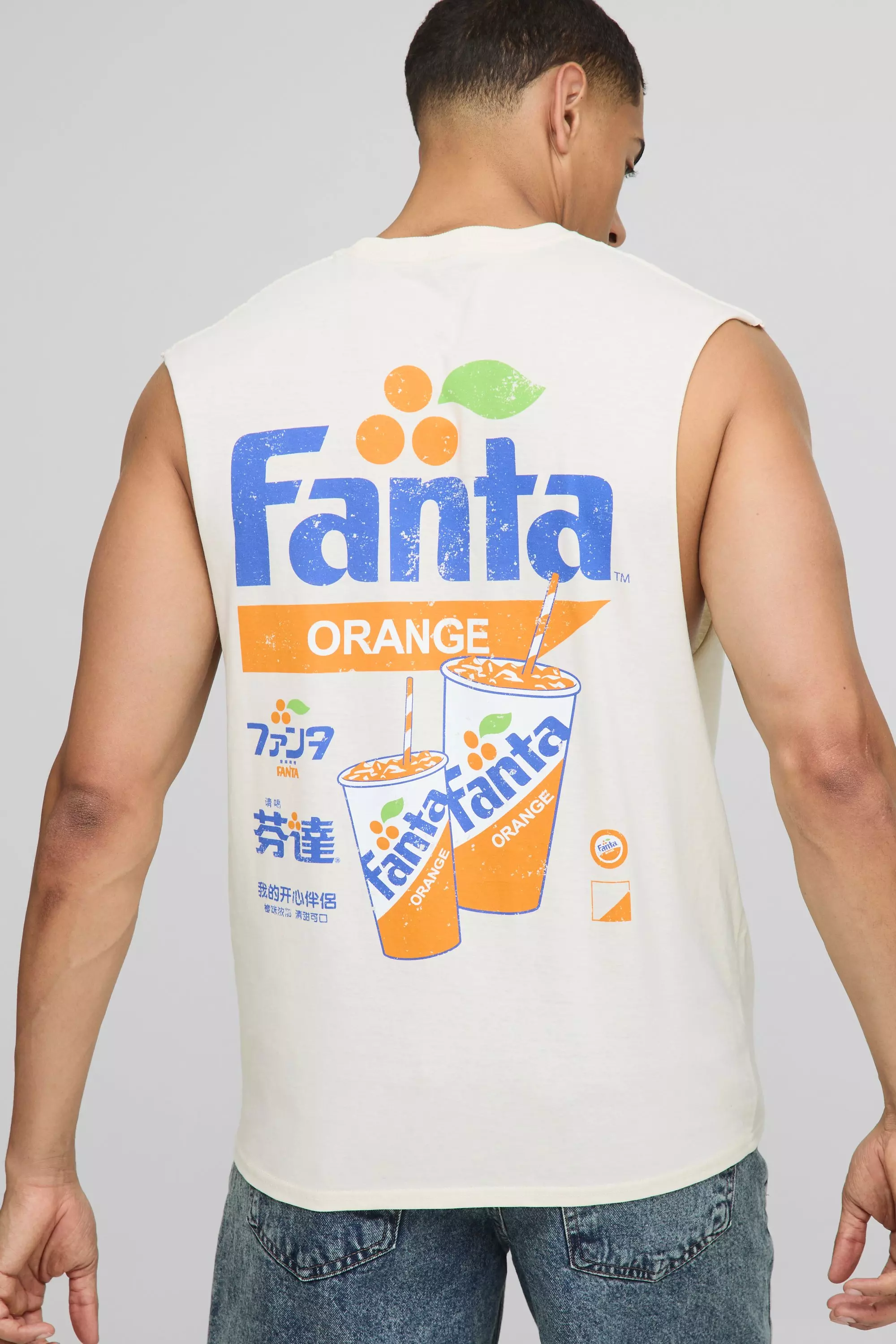 Ecru Regular Fit Fanta License Tank Ecru