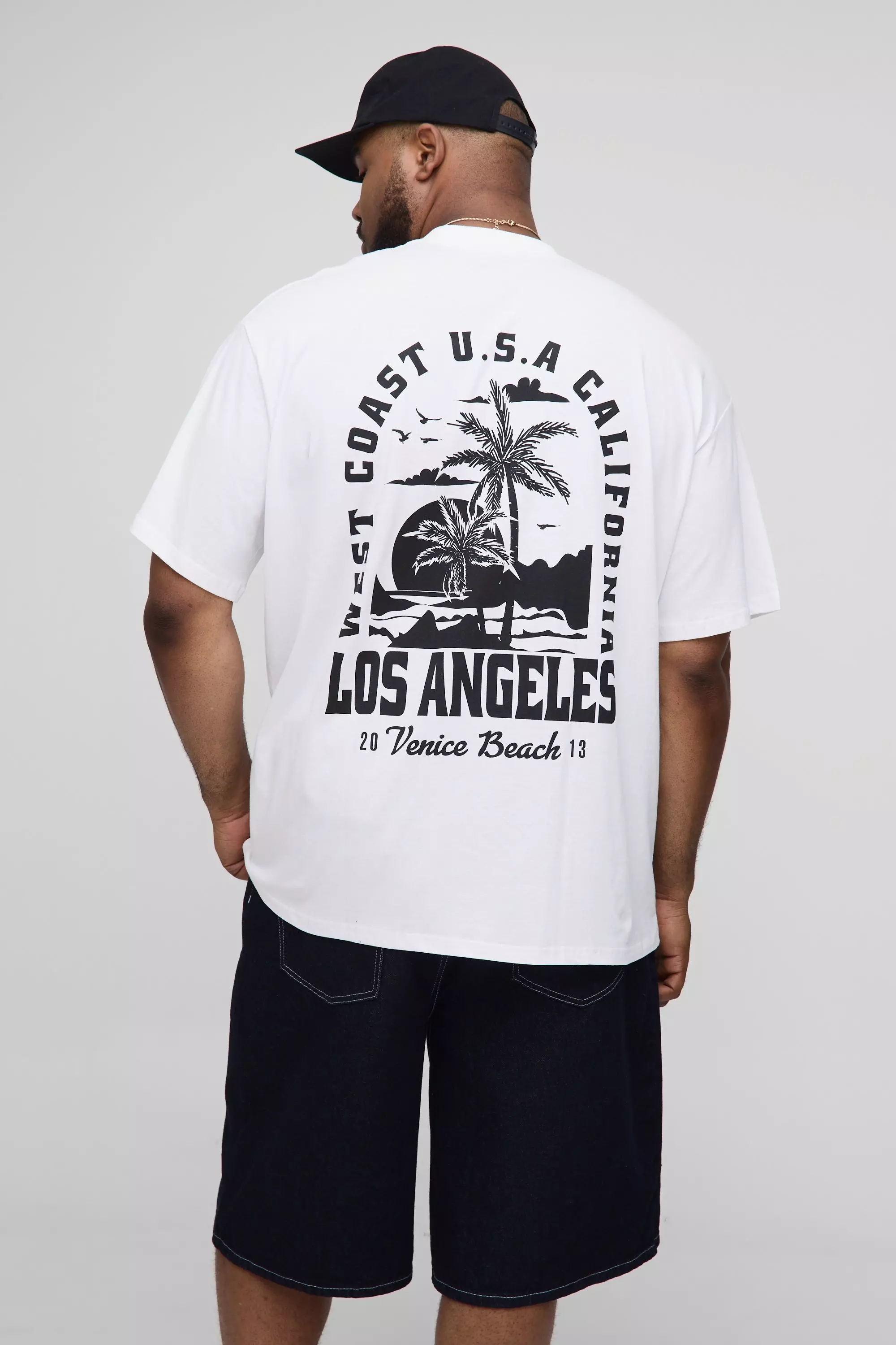 Plus Oversized Los Angeles Print T-Shirt White