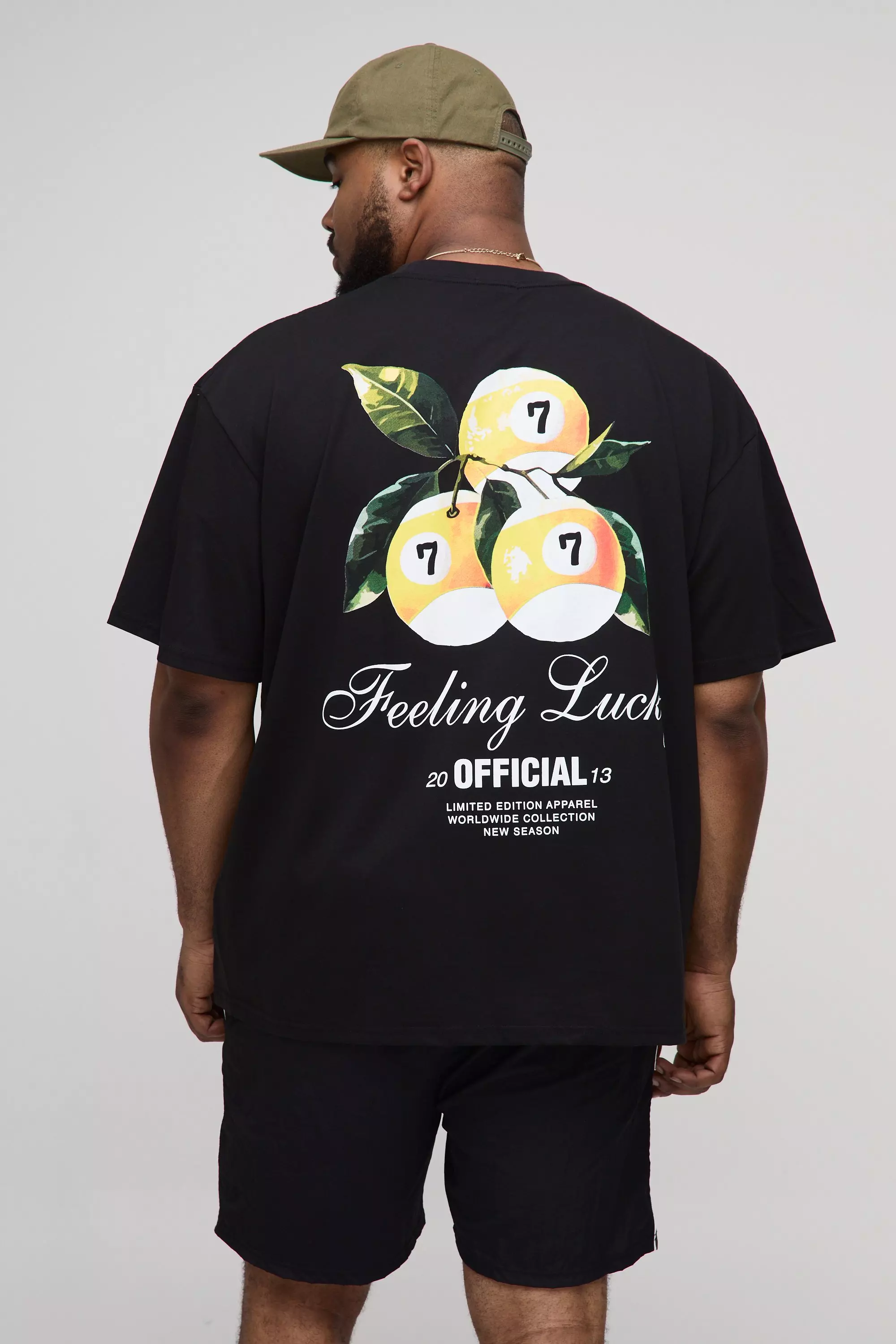 Plus Lucky 7 Ball Graphic Oversized T-Shirt Black