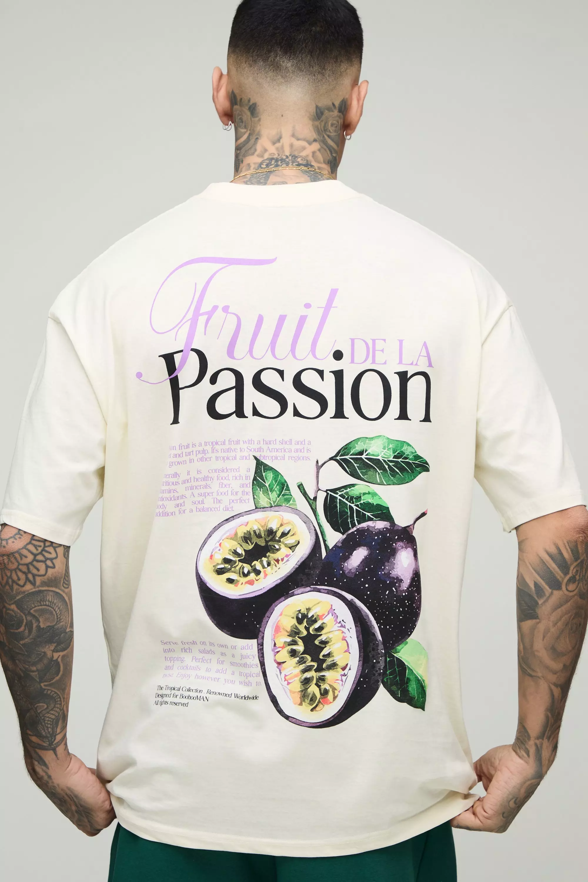Tall Oversized Passion Fruit Printed T-Shirt Ecru