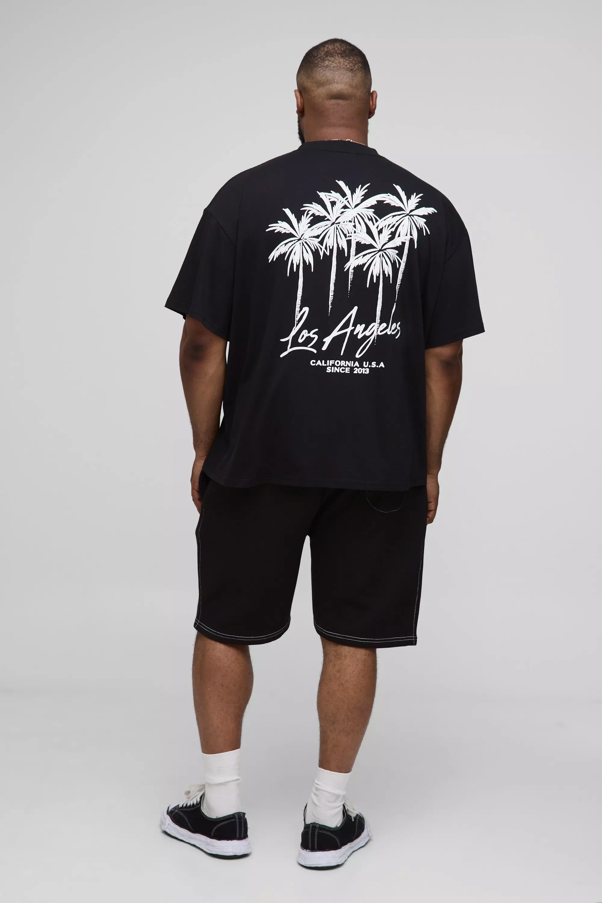 Plus Oversized Los Angeles Palm Graphic T Shirt | boohooMAN USA