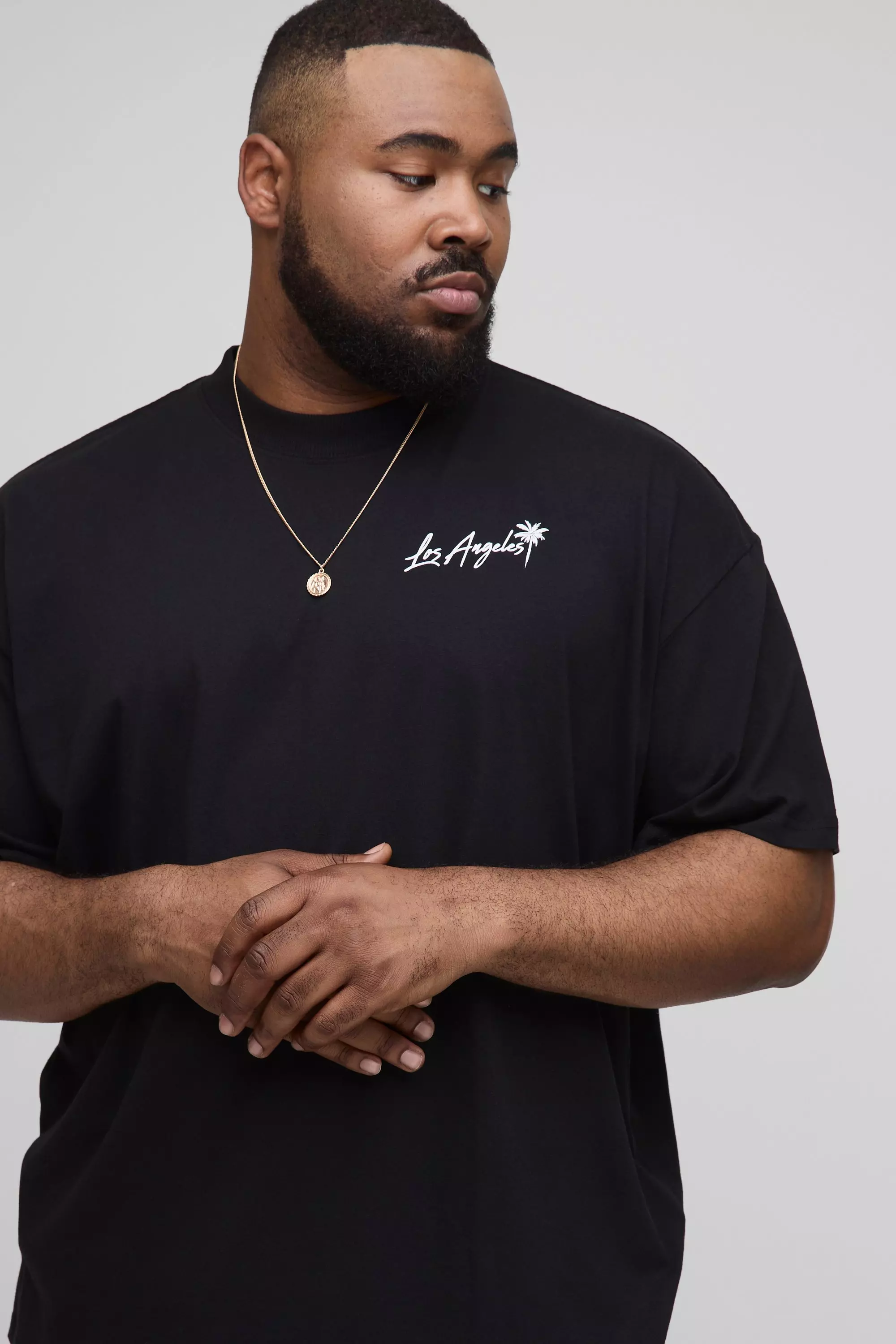 Plus Oversized Los Angeles Palm Graphic T Shirt | boohooMAN USA