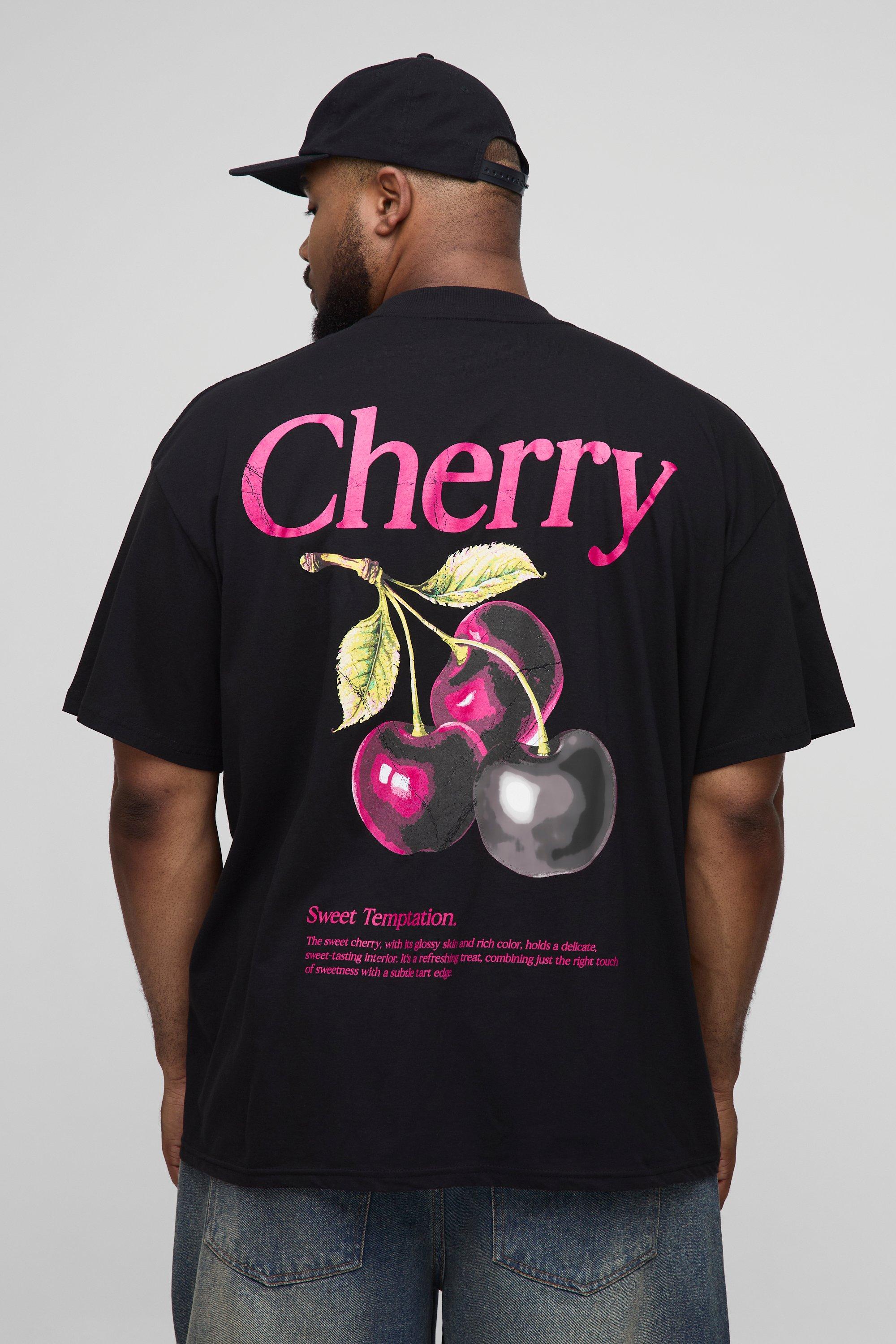 Plus Oversized Cherry Printed T-Shirt | boohooMAN USA