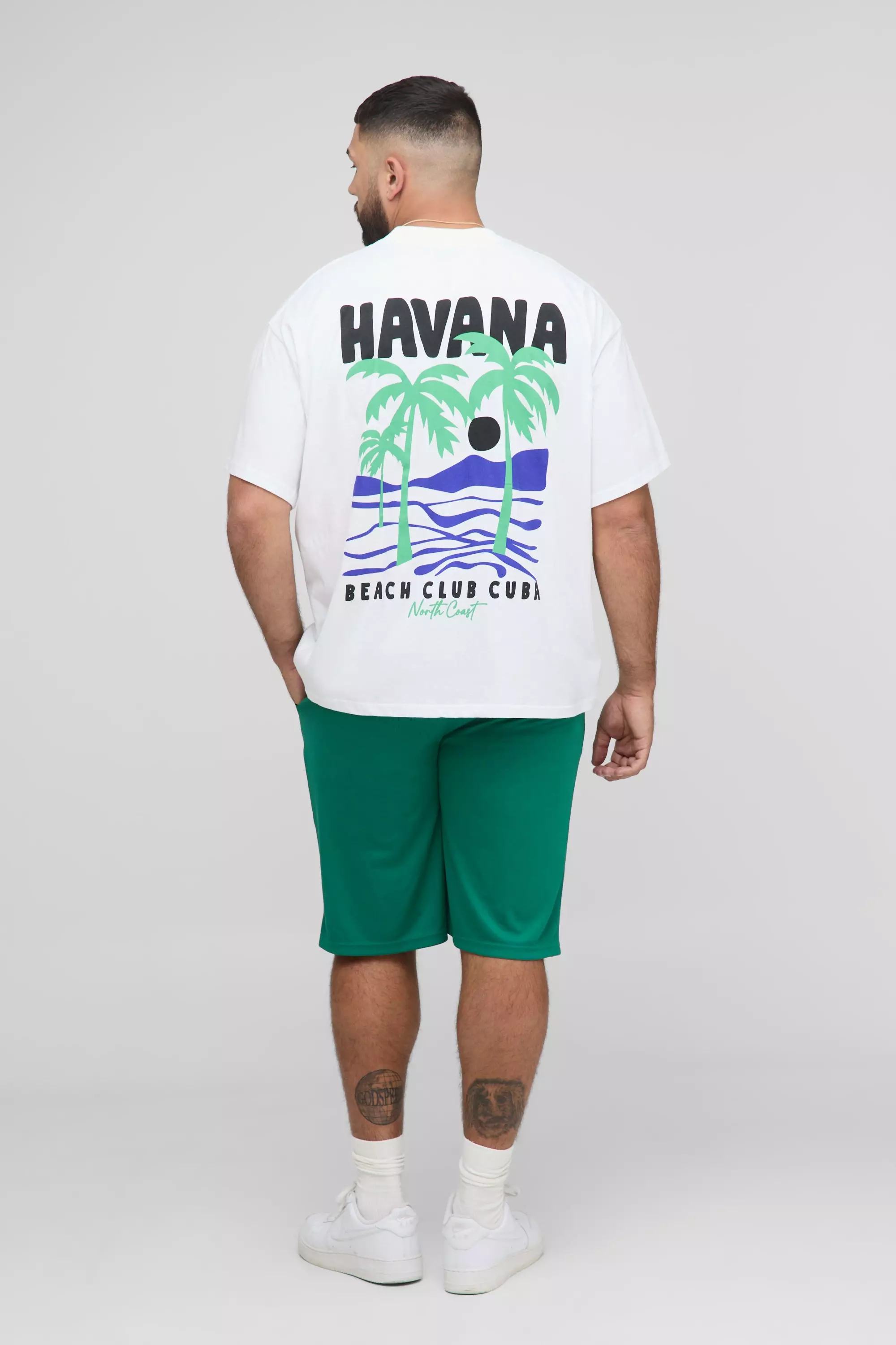 【boohoo】Palm Tree プリント Tシャツ Oversized Palm Print T-Shirt & Short Set | boohoo FI