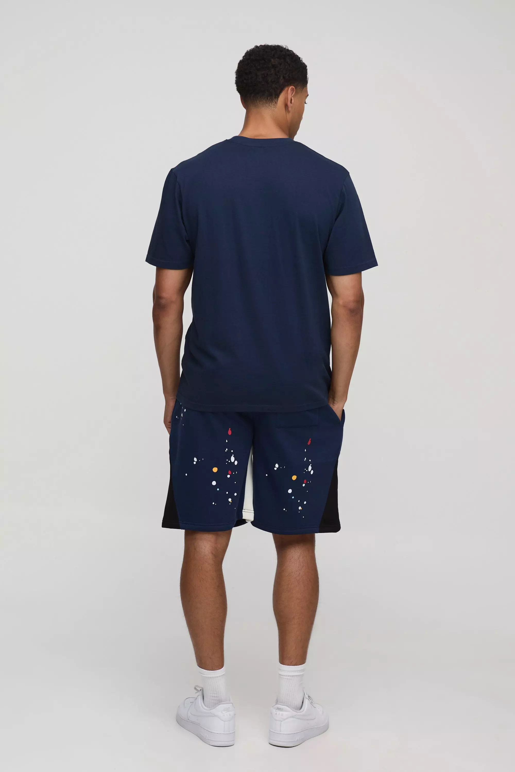 Oversized Ltd Edt Paint Splatter Mid Length Gusset Shorts