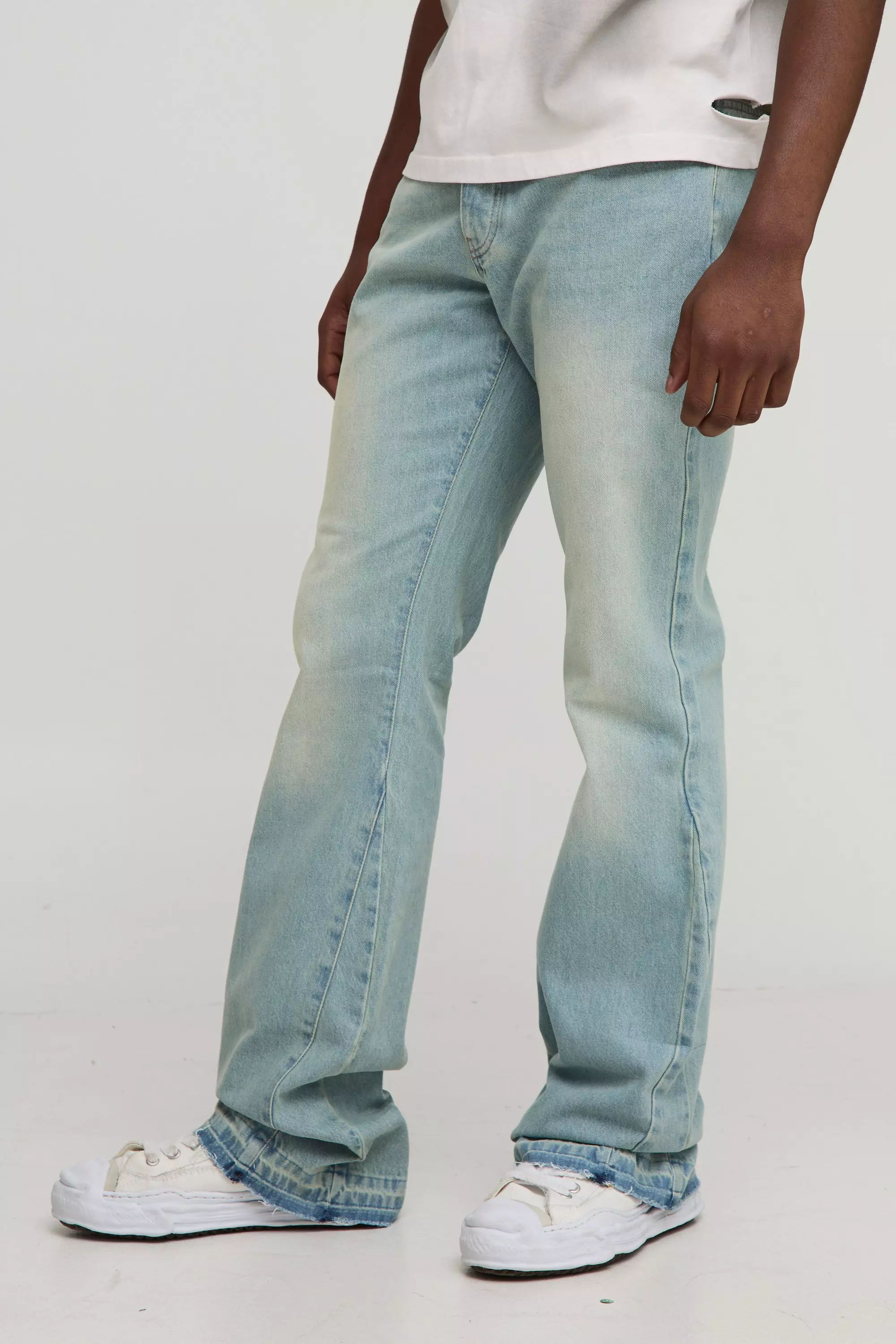 Slim Flared Stacked Blue Washed Jeans Light blue