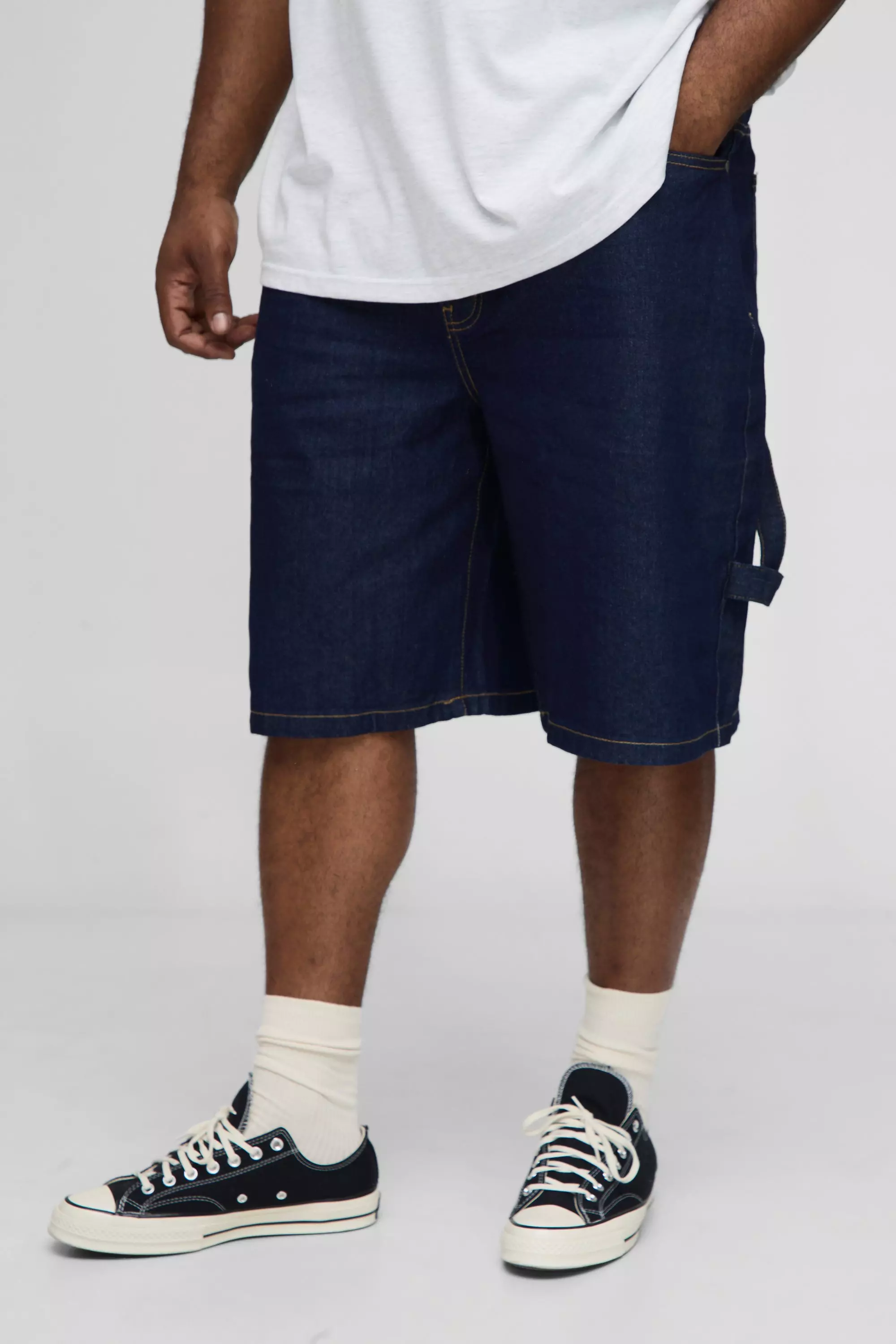 Plus Carabiner Detail Regular Carpenter Jorts | boohooMAN USA