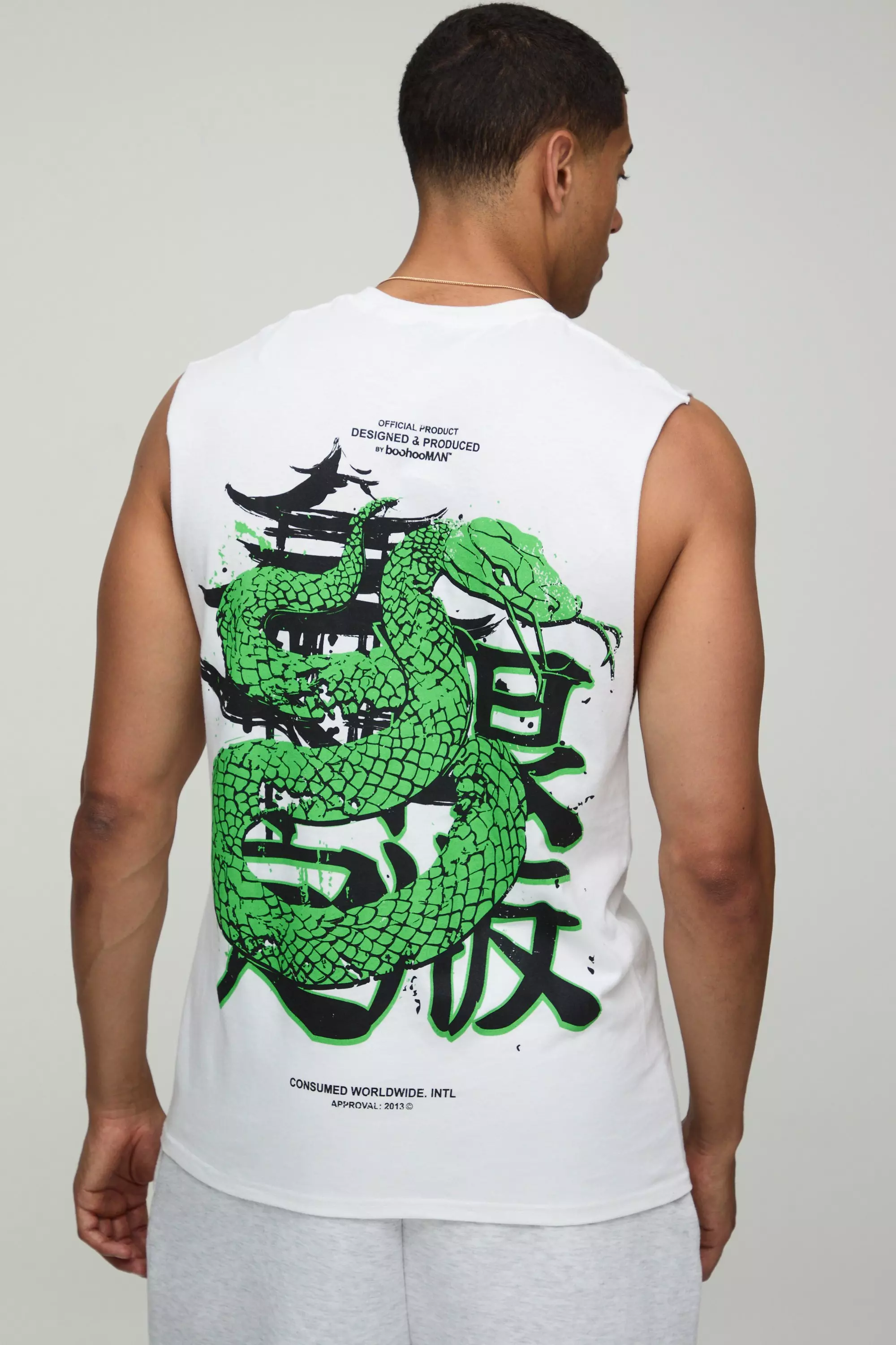 White Oversized Snake Graphic Tank White