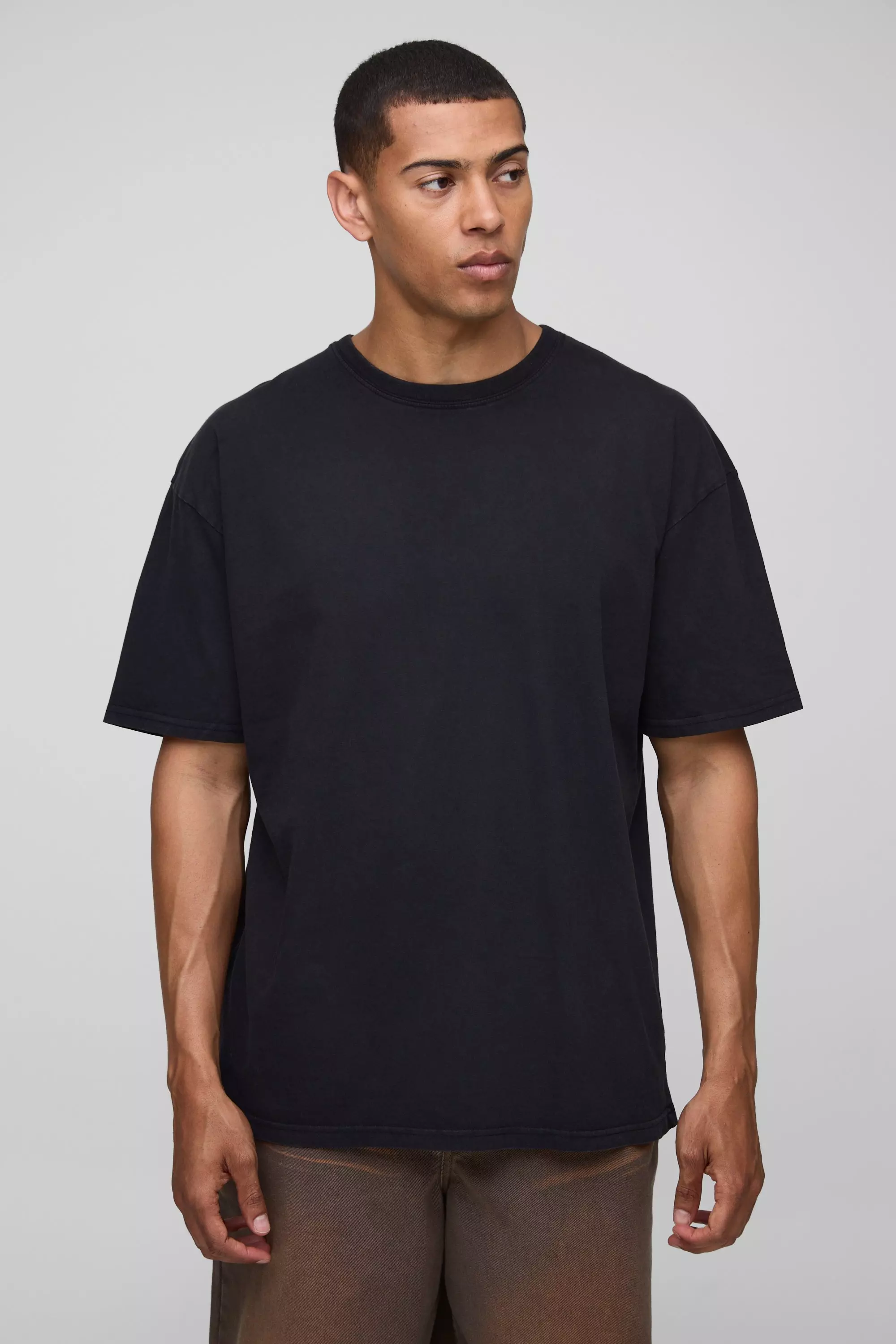 Black Oversized Washed Skull Biker Graphic T-Shirt | boohooMAN USA