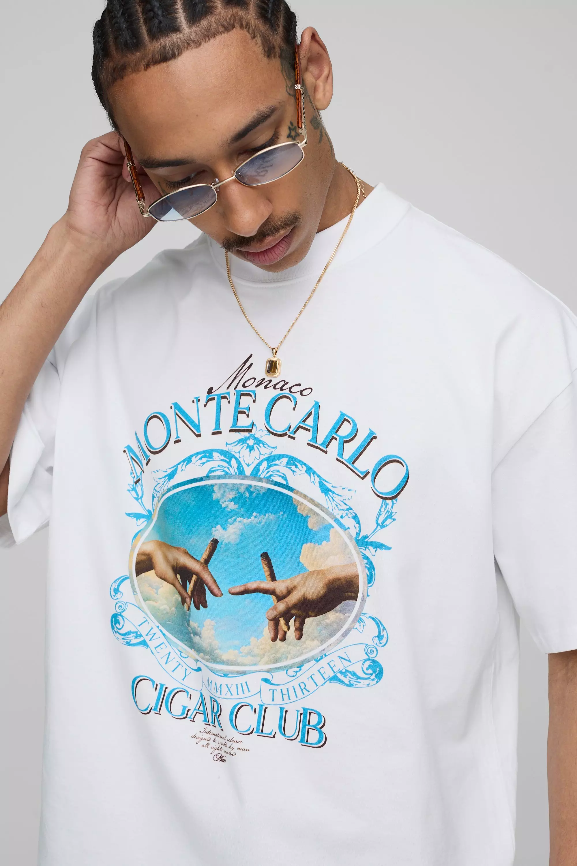 【boohoo】モンテカルロ Cigar Club Tシャツ cmm16848_white_xl?w=537&qlt=