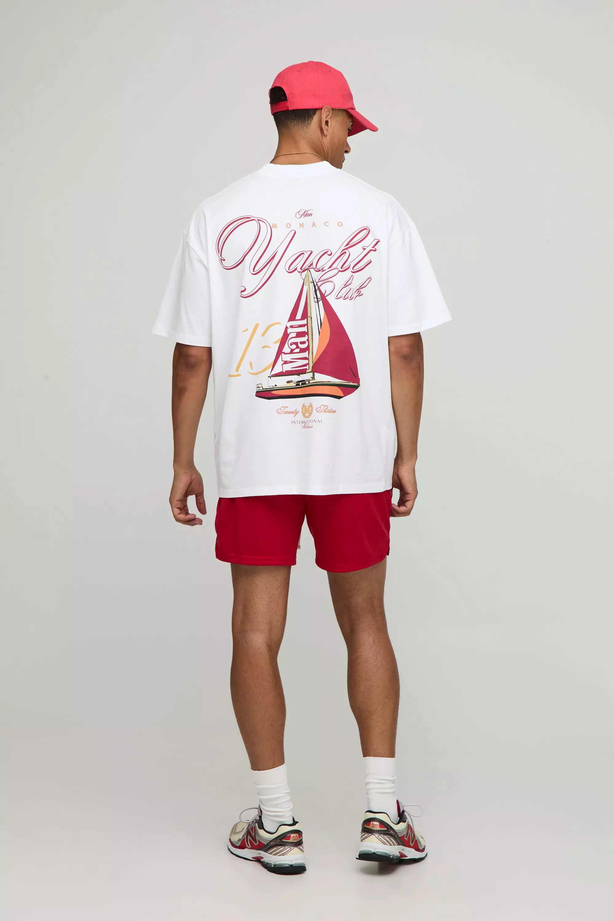 White Oversized Extended Neck Man Monaco Yacht Club T-Shirt | boohooMAN USA