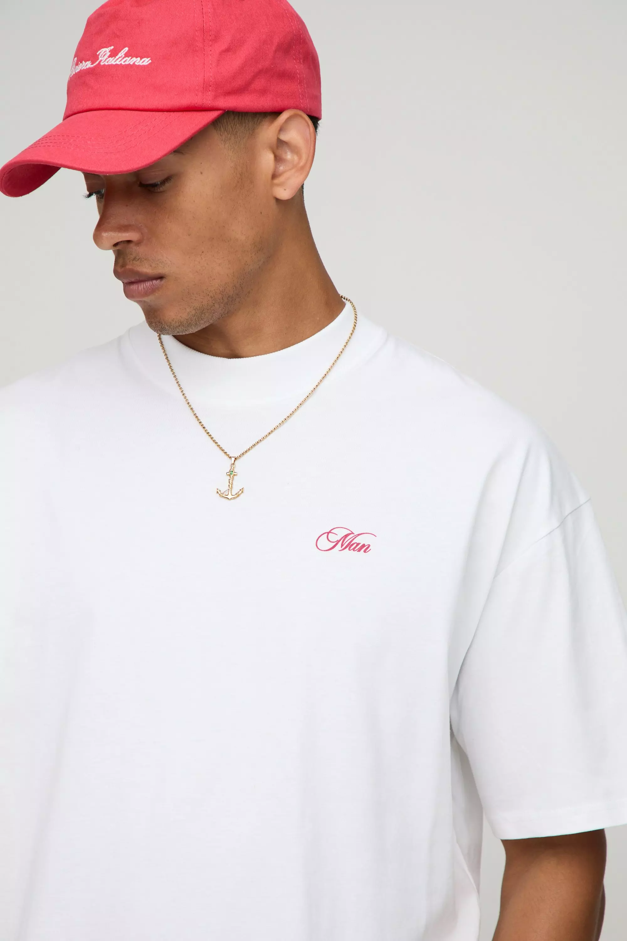 White Oversized Extended Neck Man Monaco Yacht Club T-Shirt | boohooMAN USA