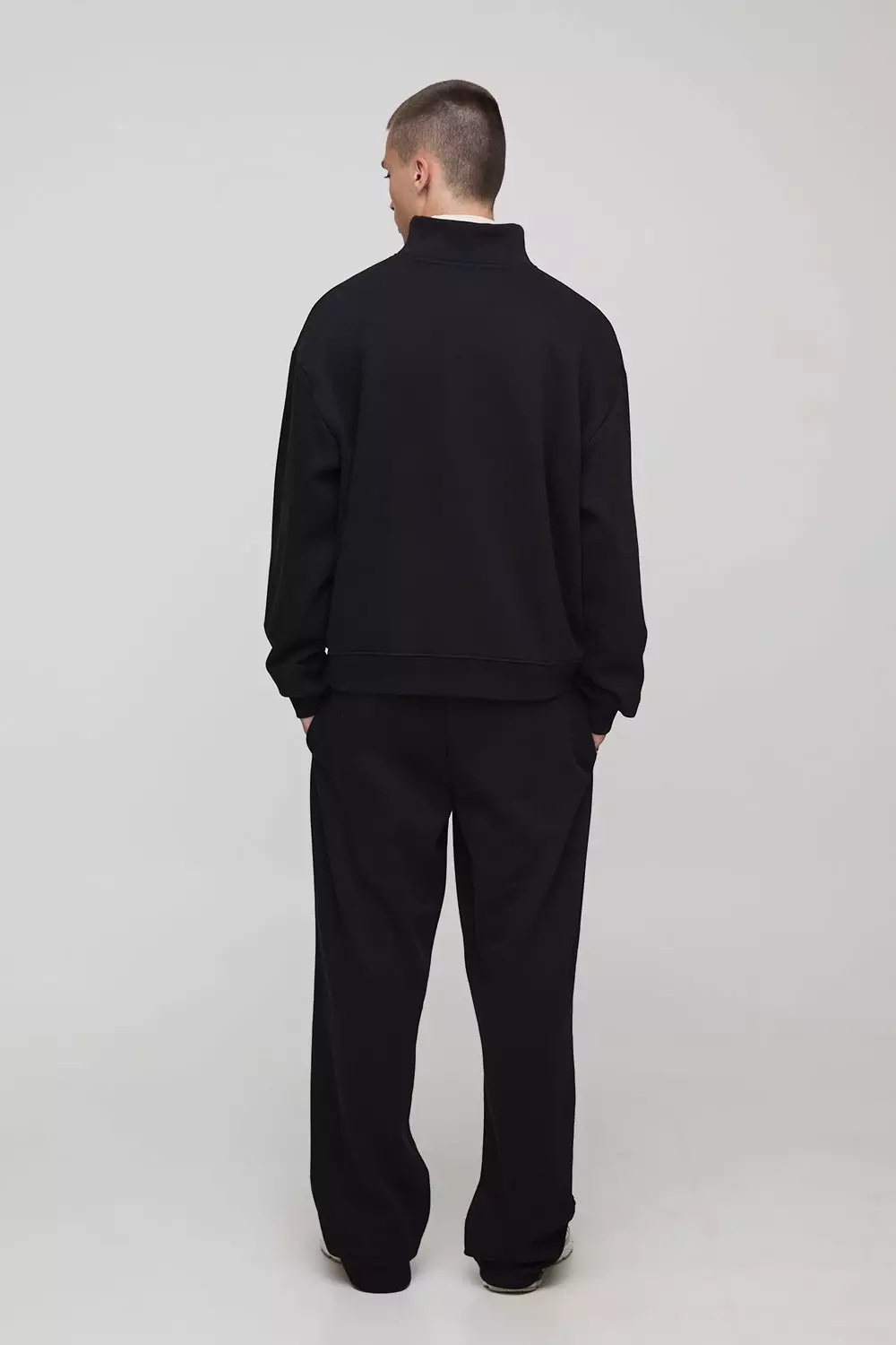 Oversized Boxy Homme Quarter Zip Funnel Neck Sweatshirt | boohooMAN USA
