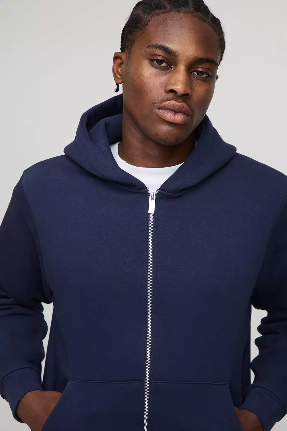 Basic Regular Zip Through Hoodie | boohooMAN USA
