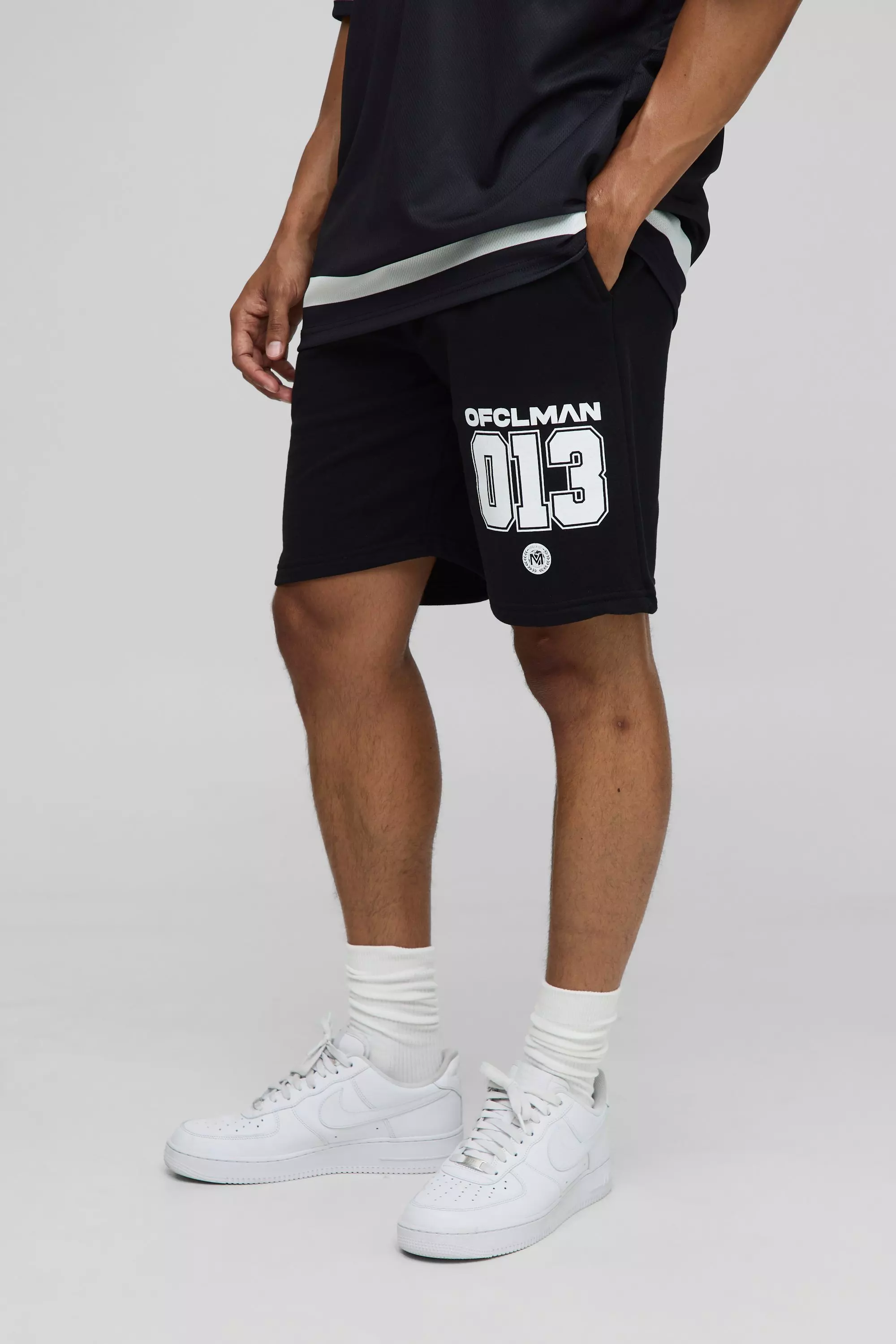 Regular Fit Ofcl Varsity Graphic Jersey Shorts Black