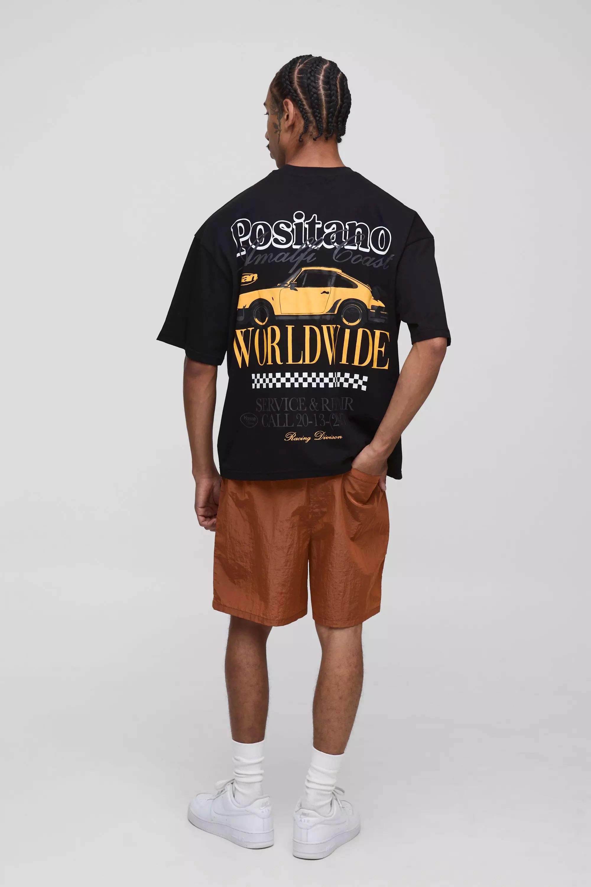 Black Oversized Car Puff Print T-Shirt | boohooMAN USA