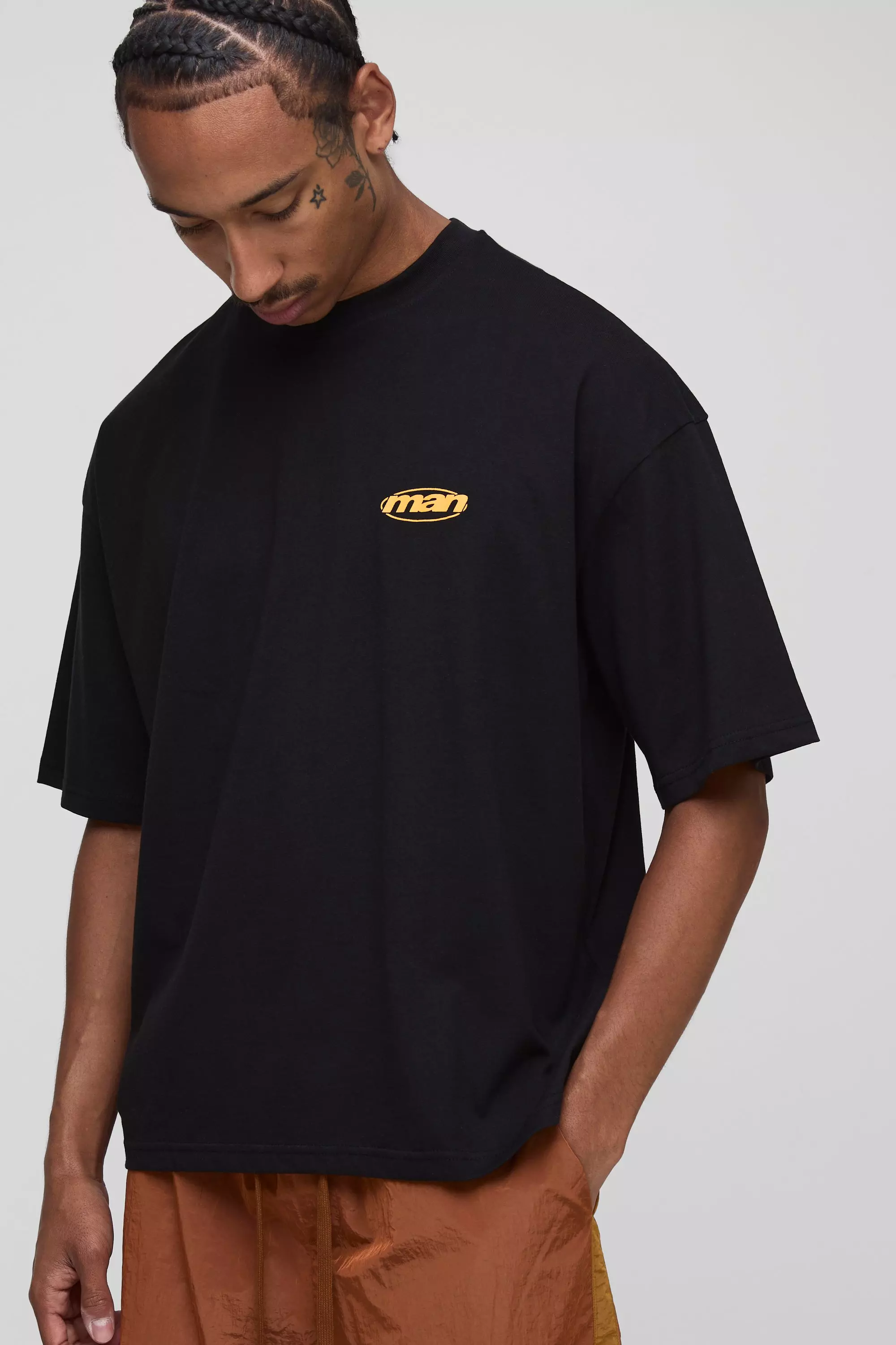Black Oversized Car Puff Print T-Shirt | boohooMAN USA