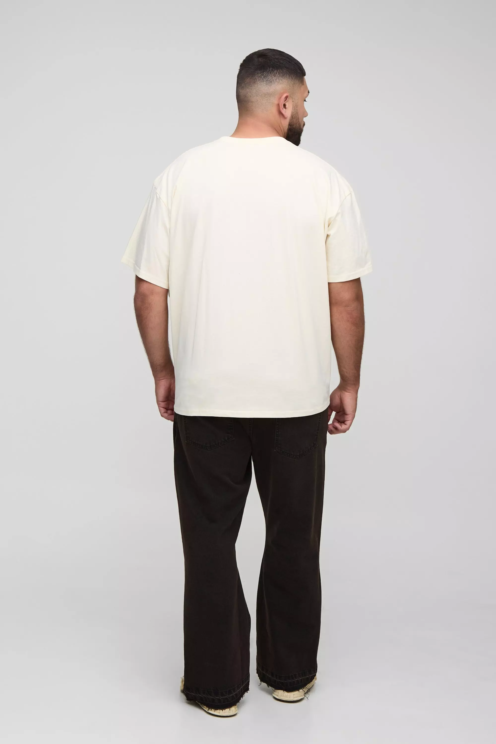 Plus Slim Flared Ripped Carpenter Split Hem Jeans | boohooMAN USA