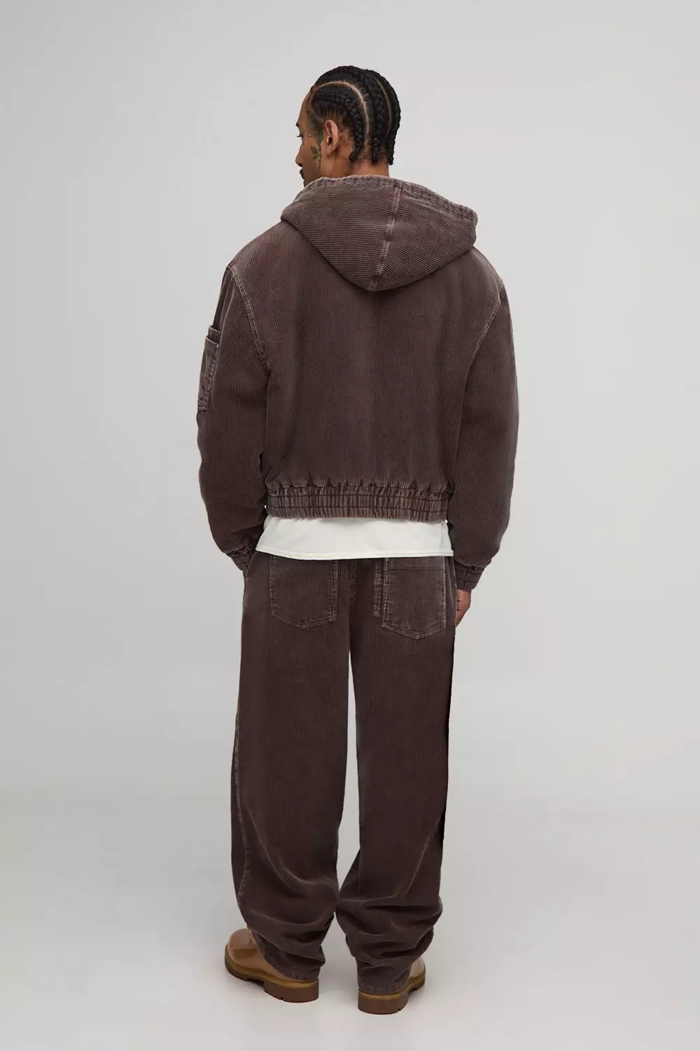 Oversized Boxy Acid Wash Corduroy Hooded Jacket | boohooMAN