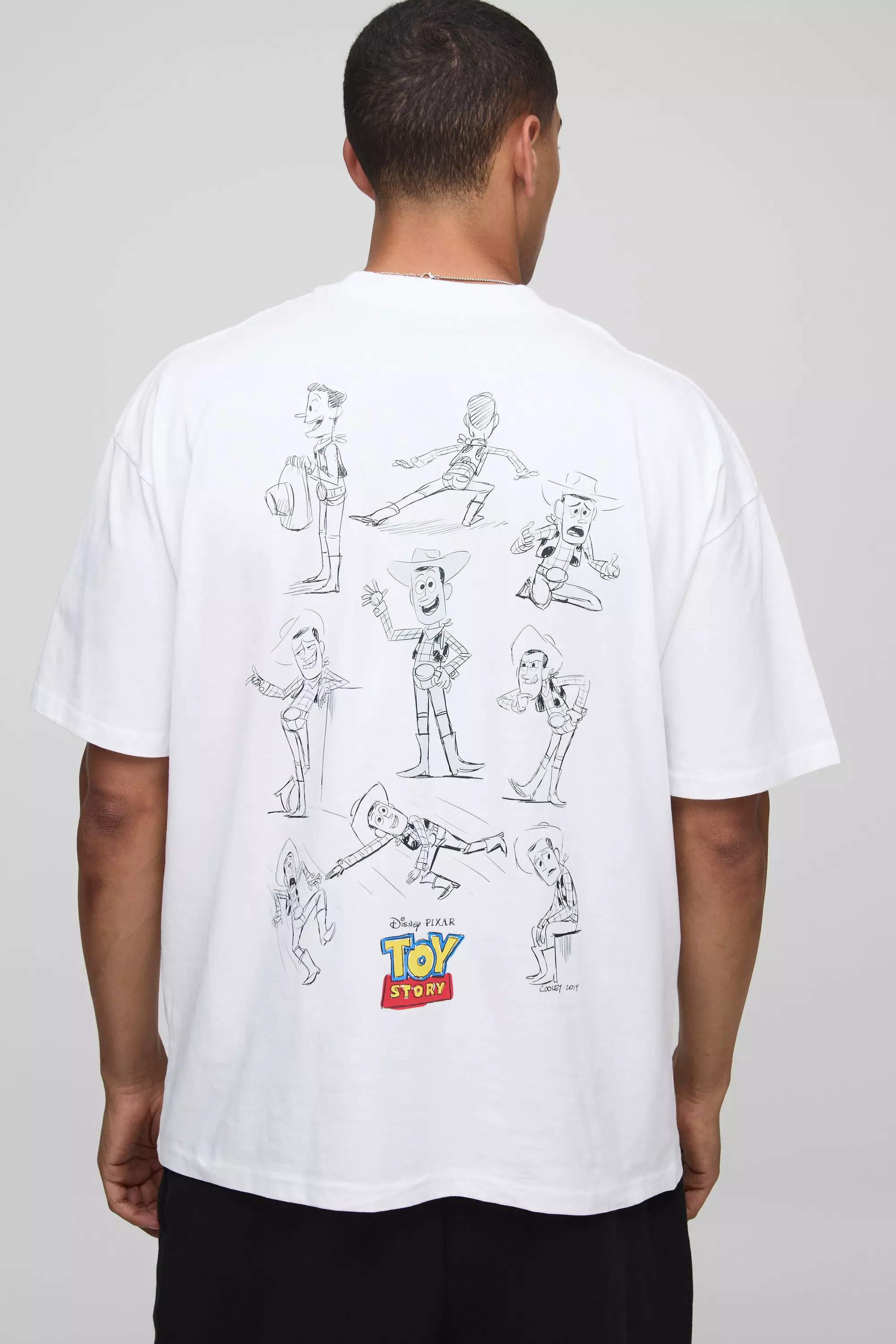 White Oversized Extended Neck Disney Toy Story License Graphic T Shirt | boohooMAN USA