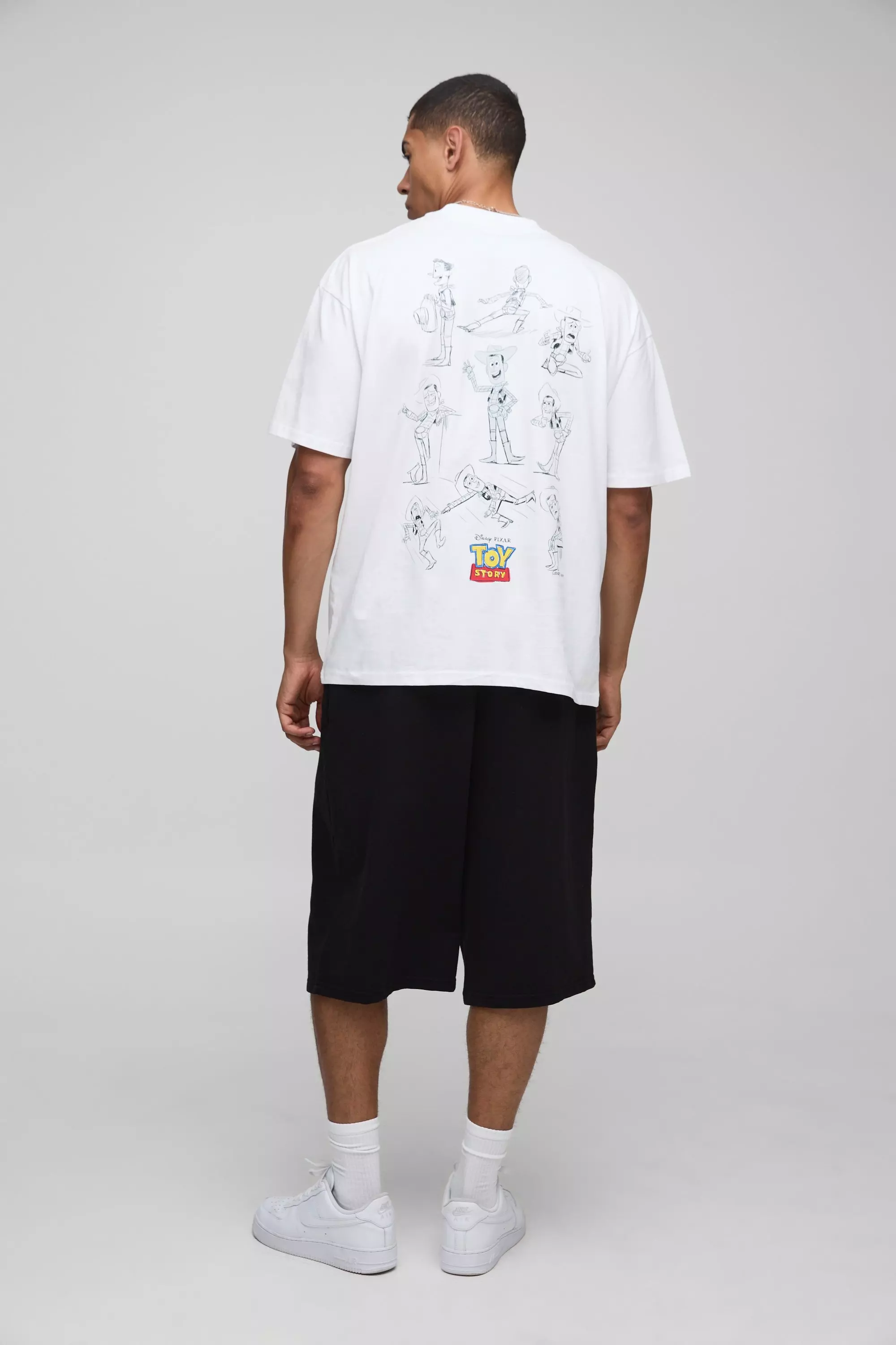 White Oversized Extended Neck Disney Toy Story License Graphic T Shirt | boohooMAN USA