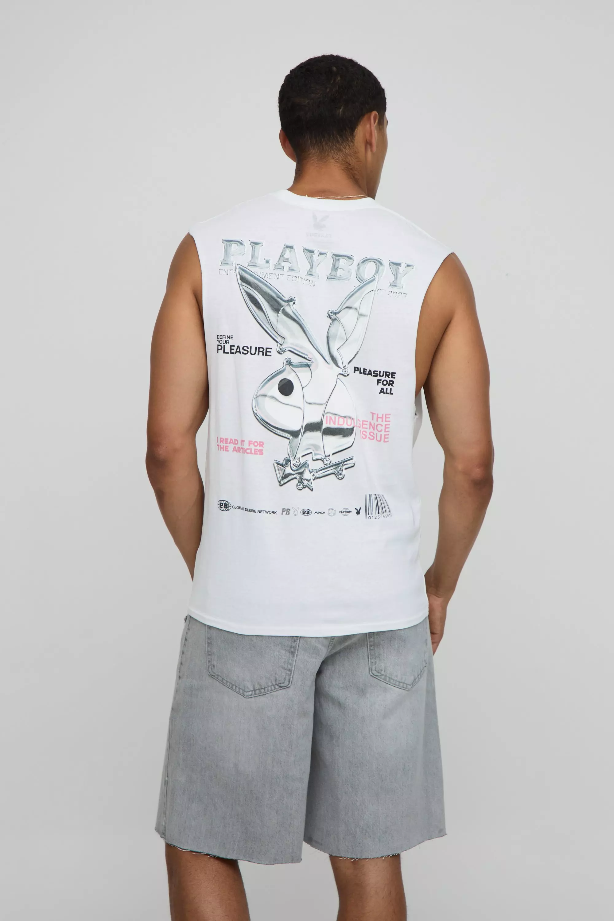 White White Regular Fit Playboy License Tank