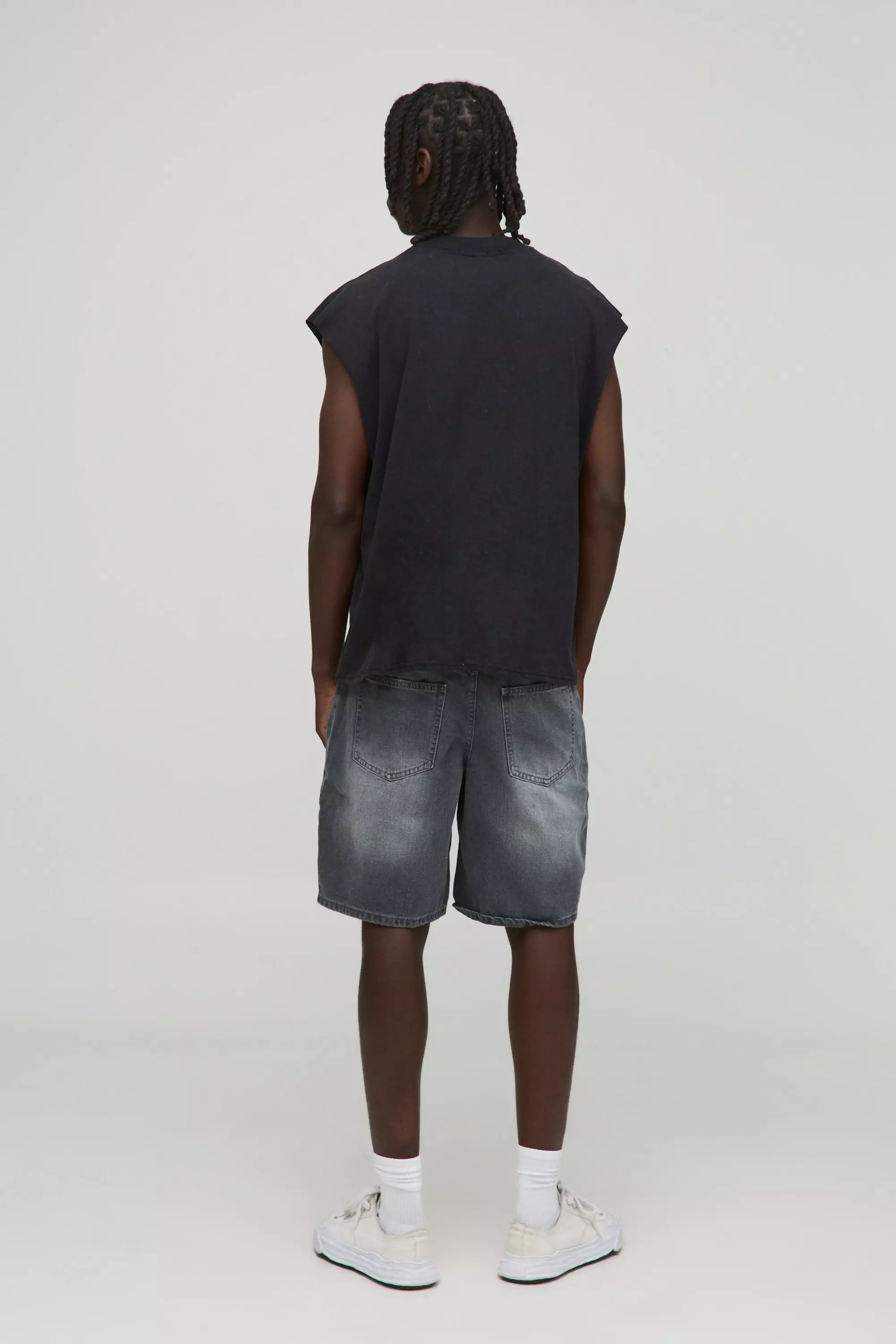 Black Oversized Boxy Extended Neck Houston Texas Washed Graphic Tank | boohooMAN USA