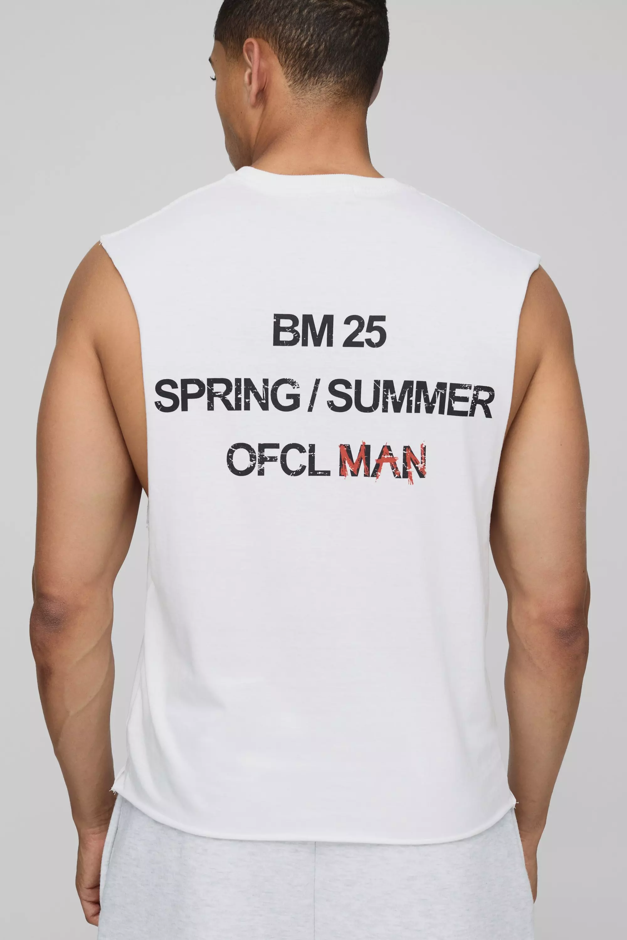 White Oversized Boxy Western OFCL Man Graphic Tank | boohooMAN