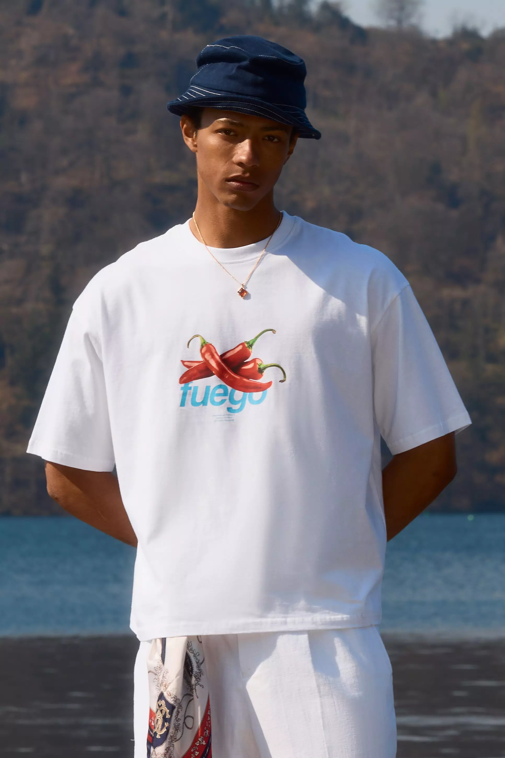 Oversized Boxy Chilli Graphic T-Shirt White