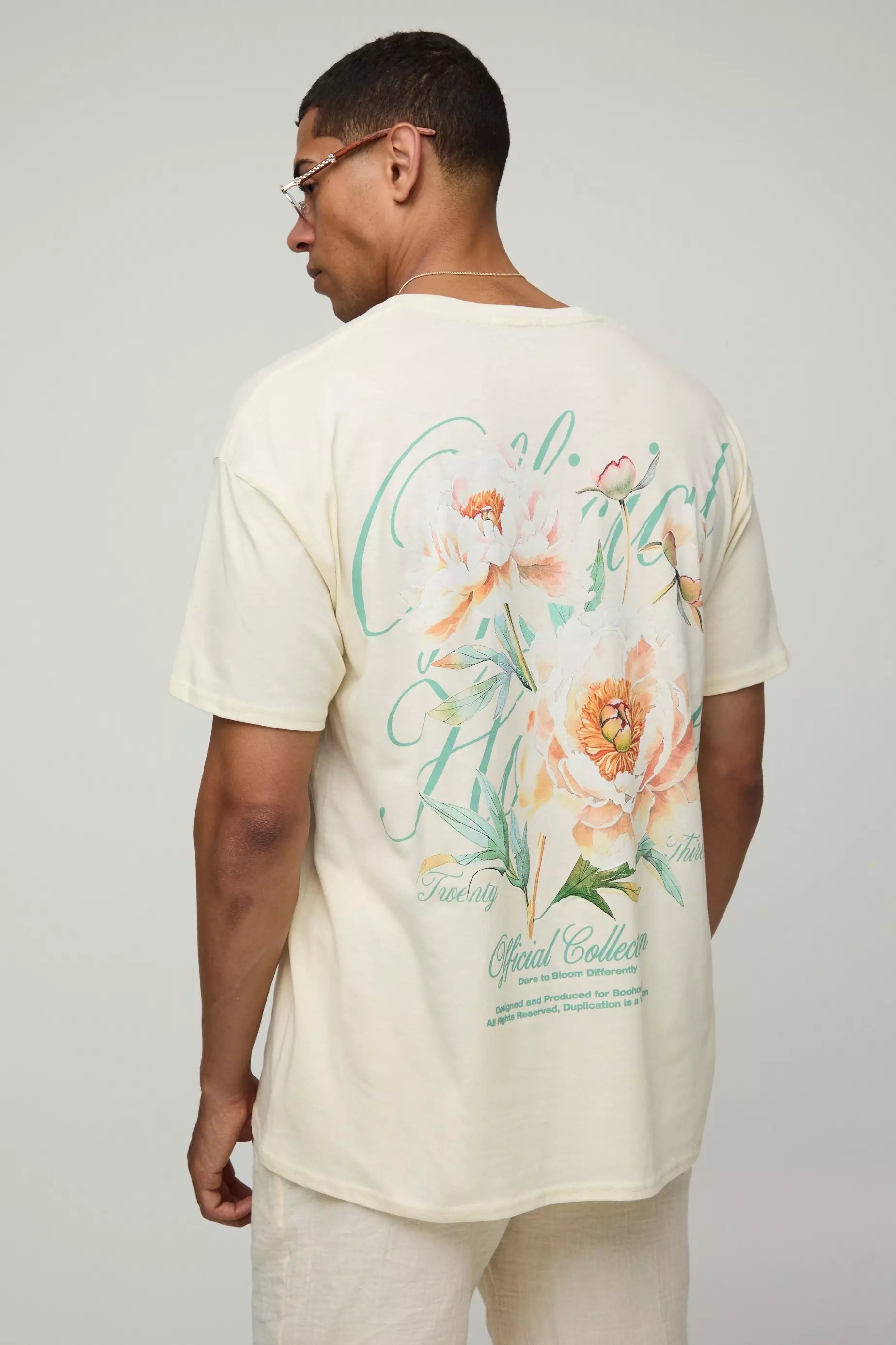 Ecru Oversized Official Collection Floral T-Shirt Ecru