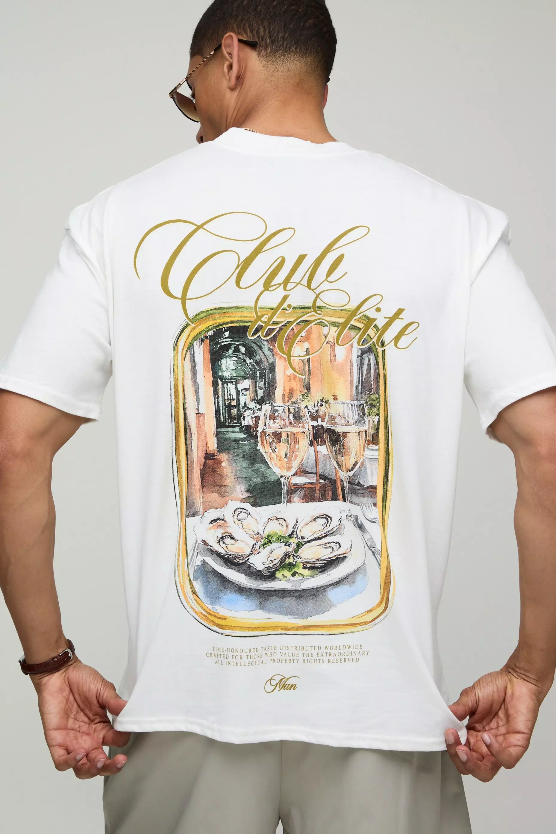 White Oversized Extended Neck Club D' Elite T-Shirt White