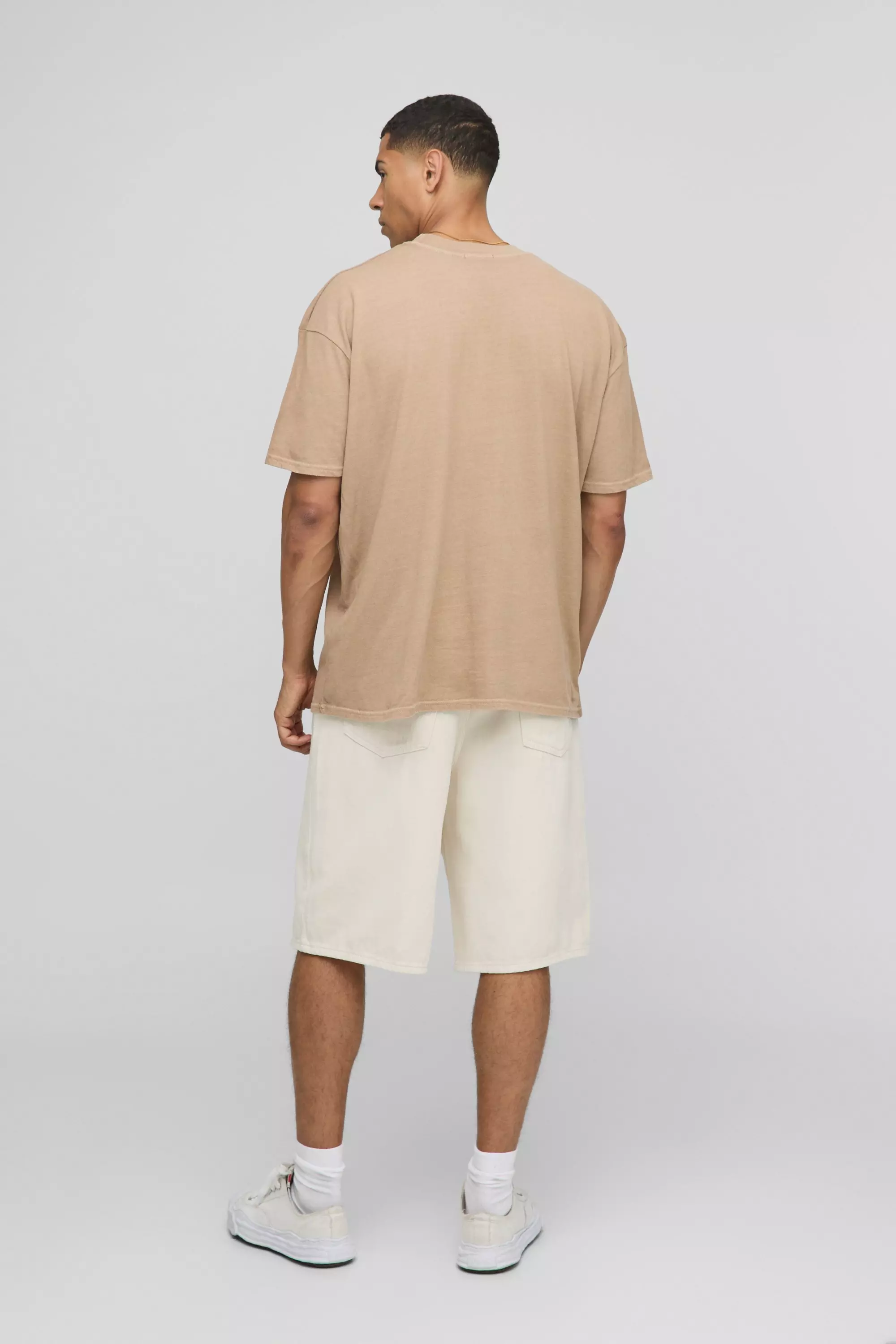 Sand Oversized Extended Neck Western Edition Graphic T-Shirt | boohooMAN USA