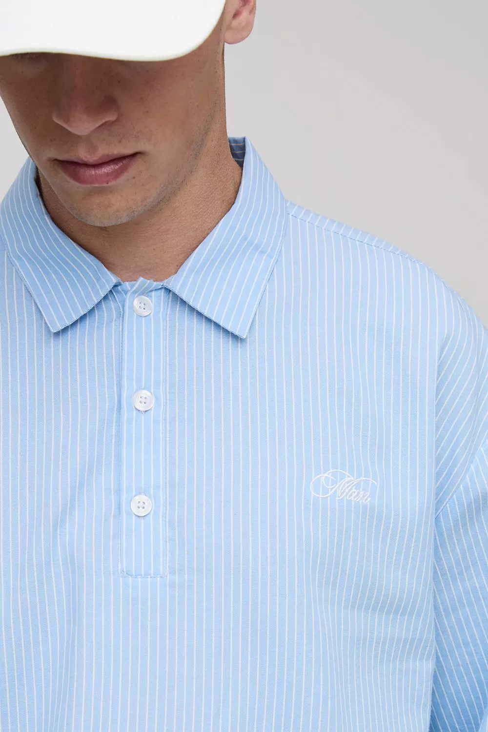 Oversized Long Sleeve Stripe Embroidered Bungee Rugby Shirt | boohooMAN USA