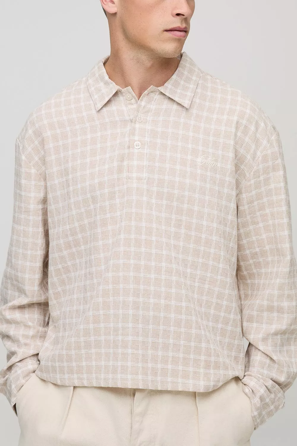 Embroidered Boxy Oversized Boucle Checked Rugby Shirt | boohooMAN