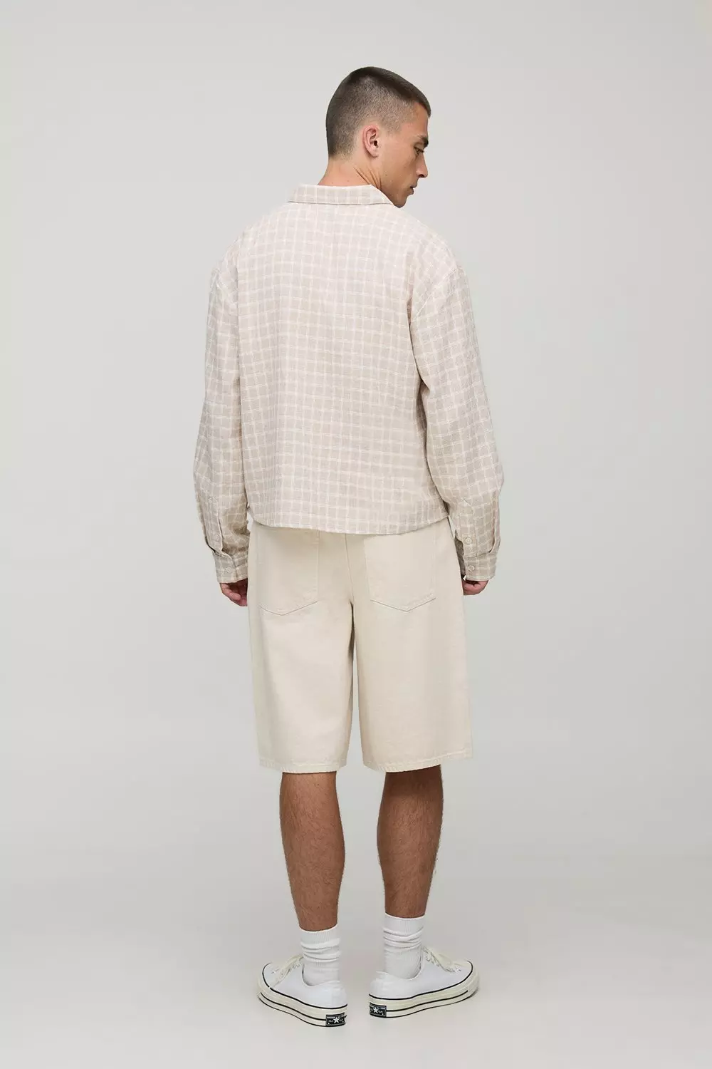 Embroidered Boxy Oversized Boucle Checked Rugby Shirt | boohooMAN
