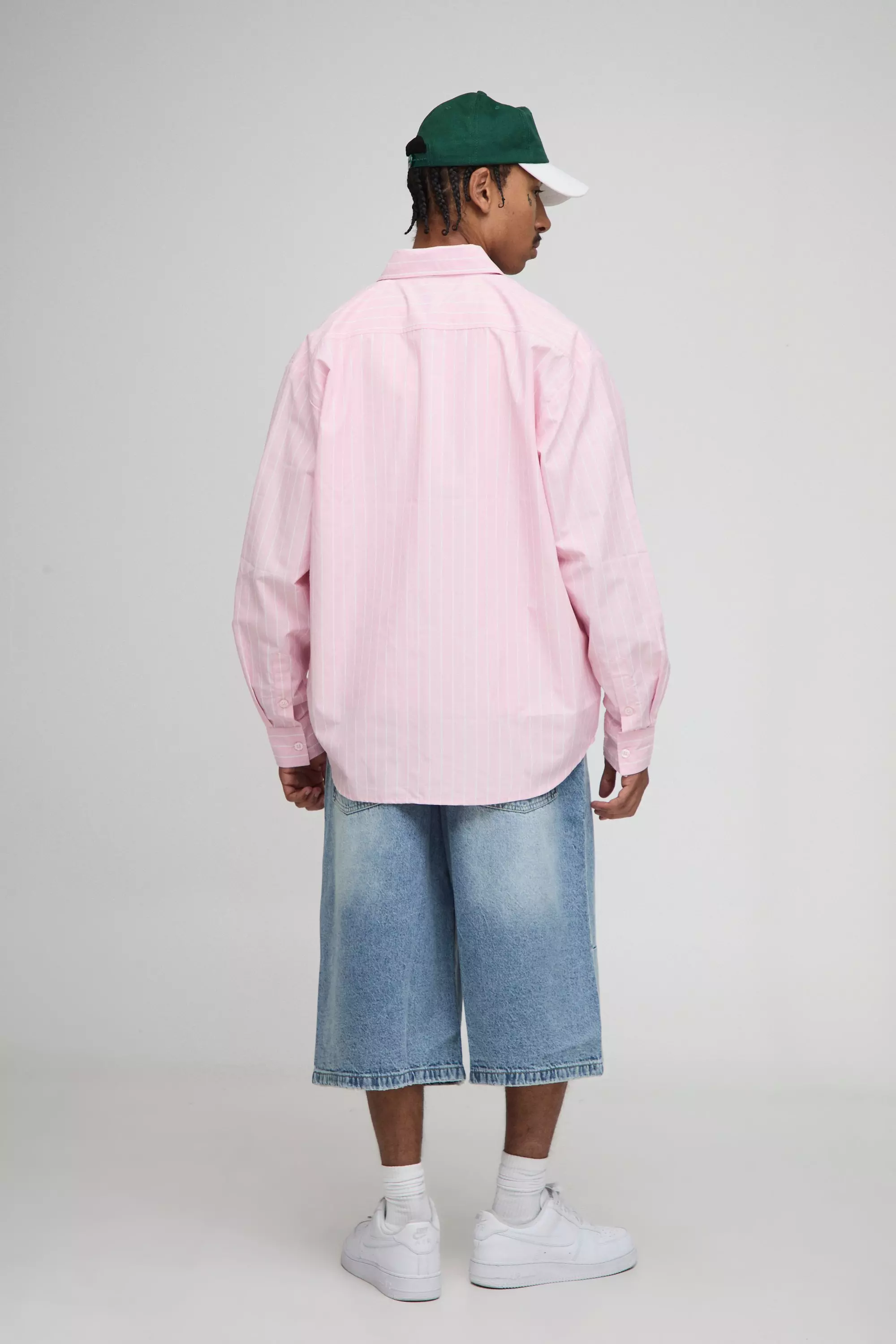 Oversized Stripe Long Sleeve Shirt | boohooMAN USA
