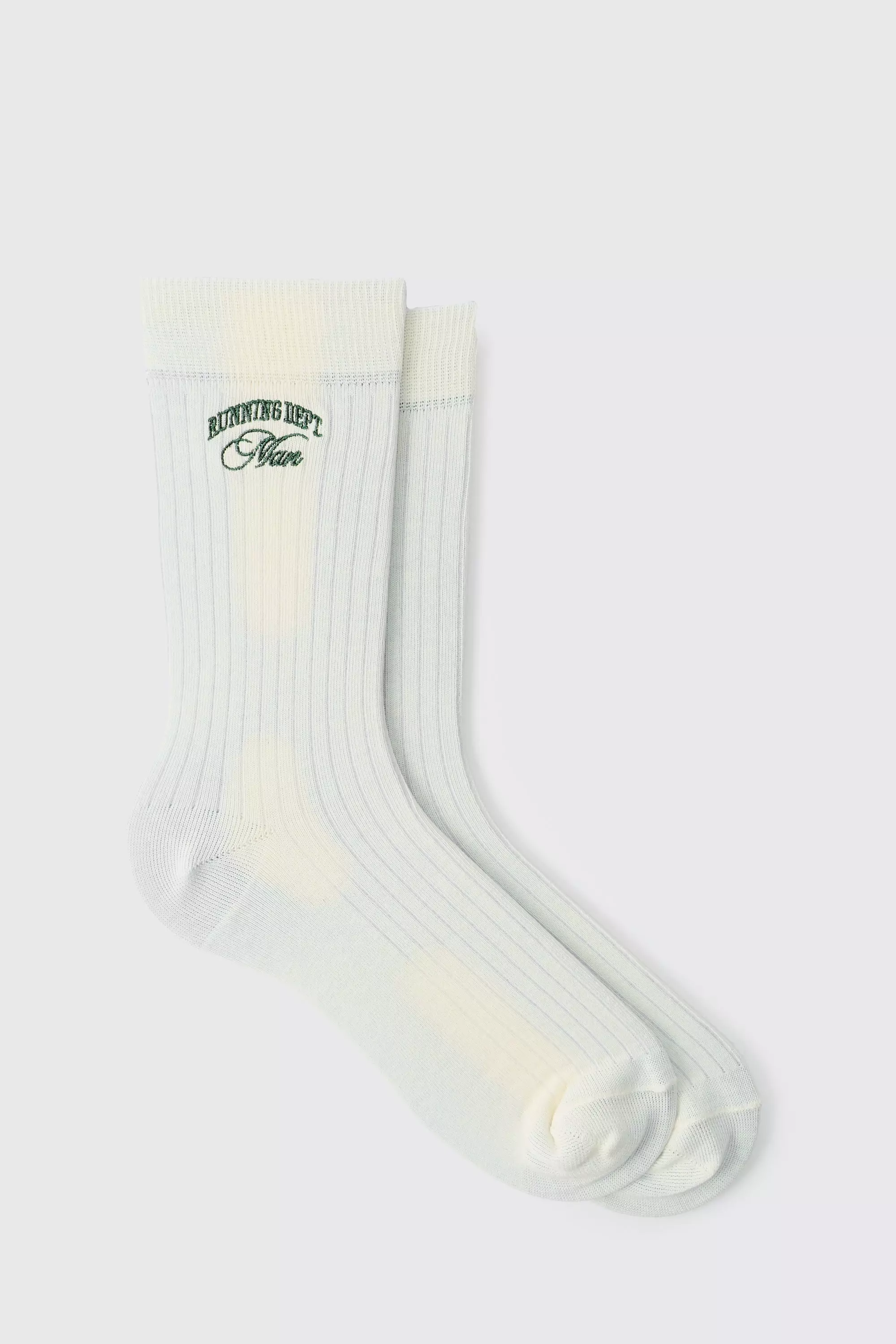 Ecru 1 Pack Embroidered Man Running Dept Sport Sock Ecru
