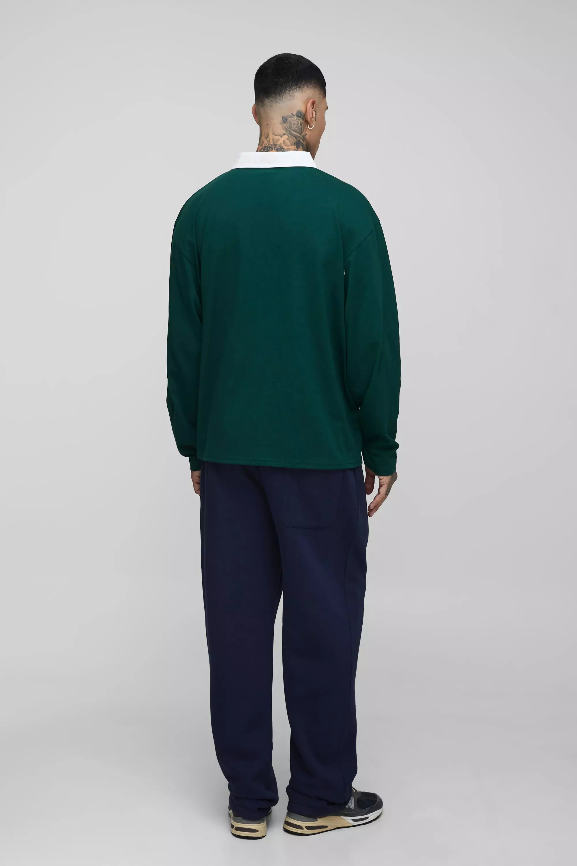 Tall Oversized Varsity Embroidered Rugby Polo | boohooMAN USA