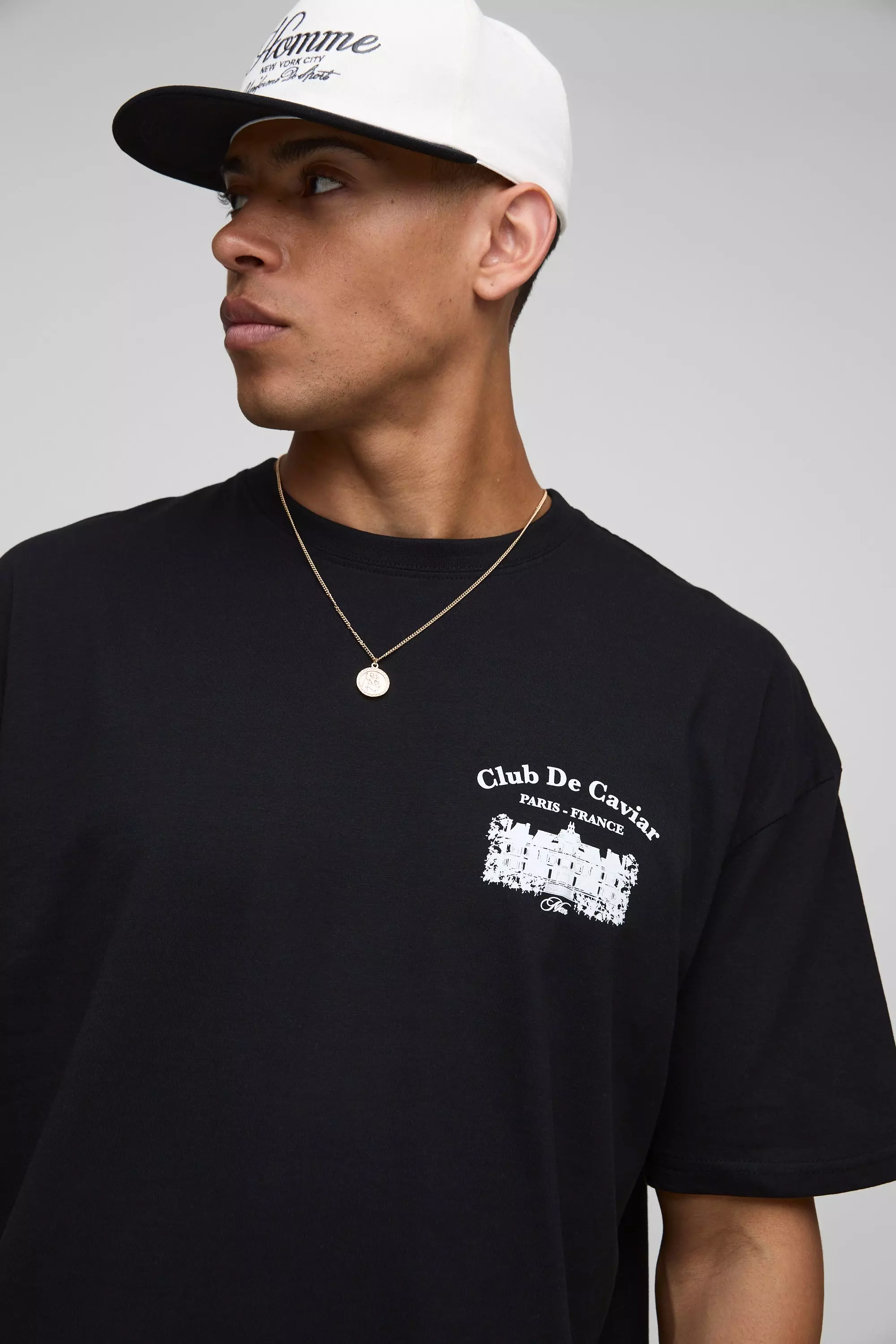 Black Oversized Club De Caviar T-Shirt