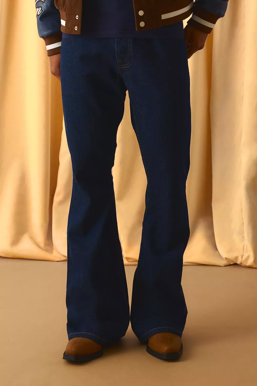 Pocket Embroidery Rigid Flared Jeans | boohooMAN USA
