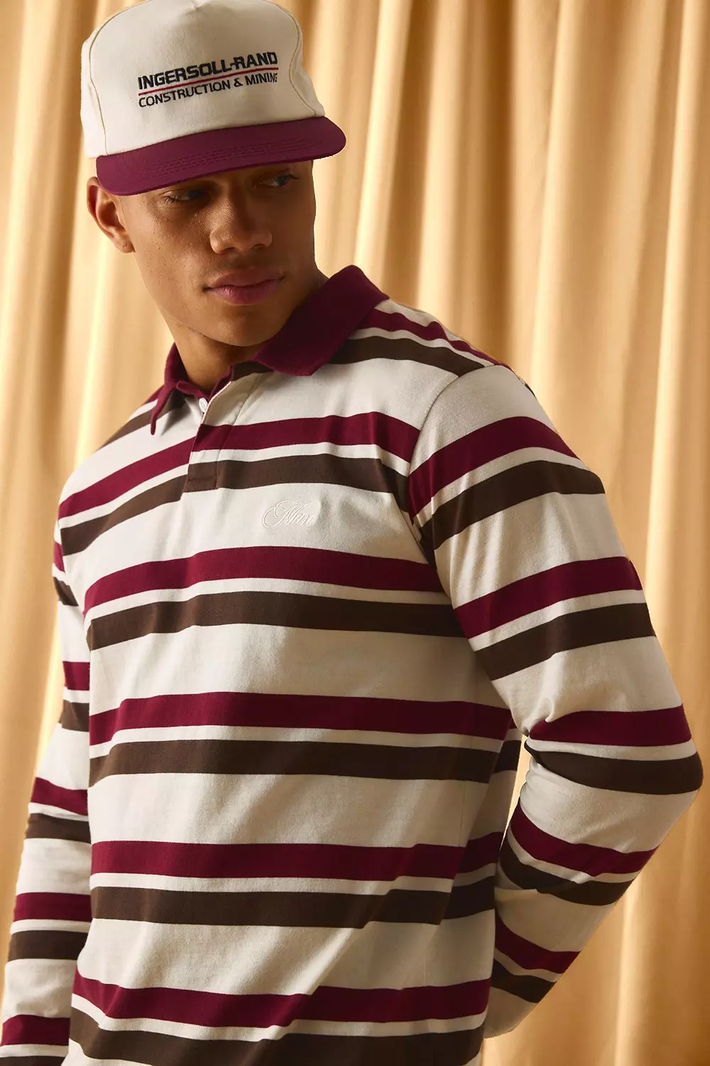 Regular Man Embroidered Stripe Polo | boohooMAN USA