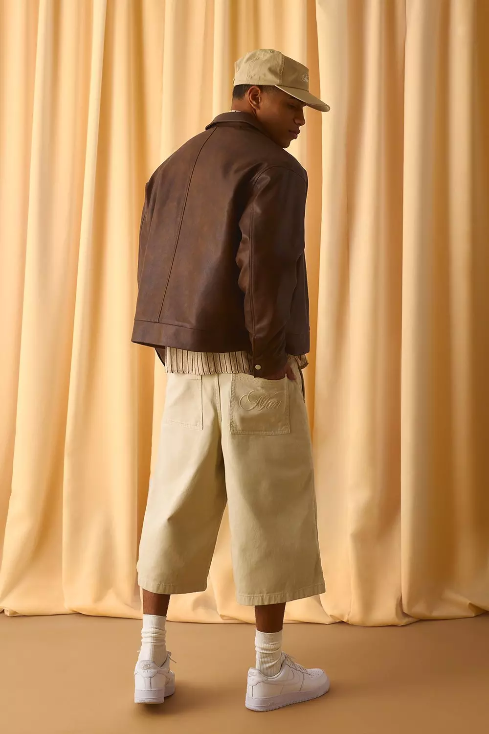 Antique PU Zip Up Harrington Jacket | boohooMAN USA