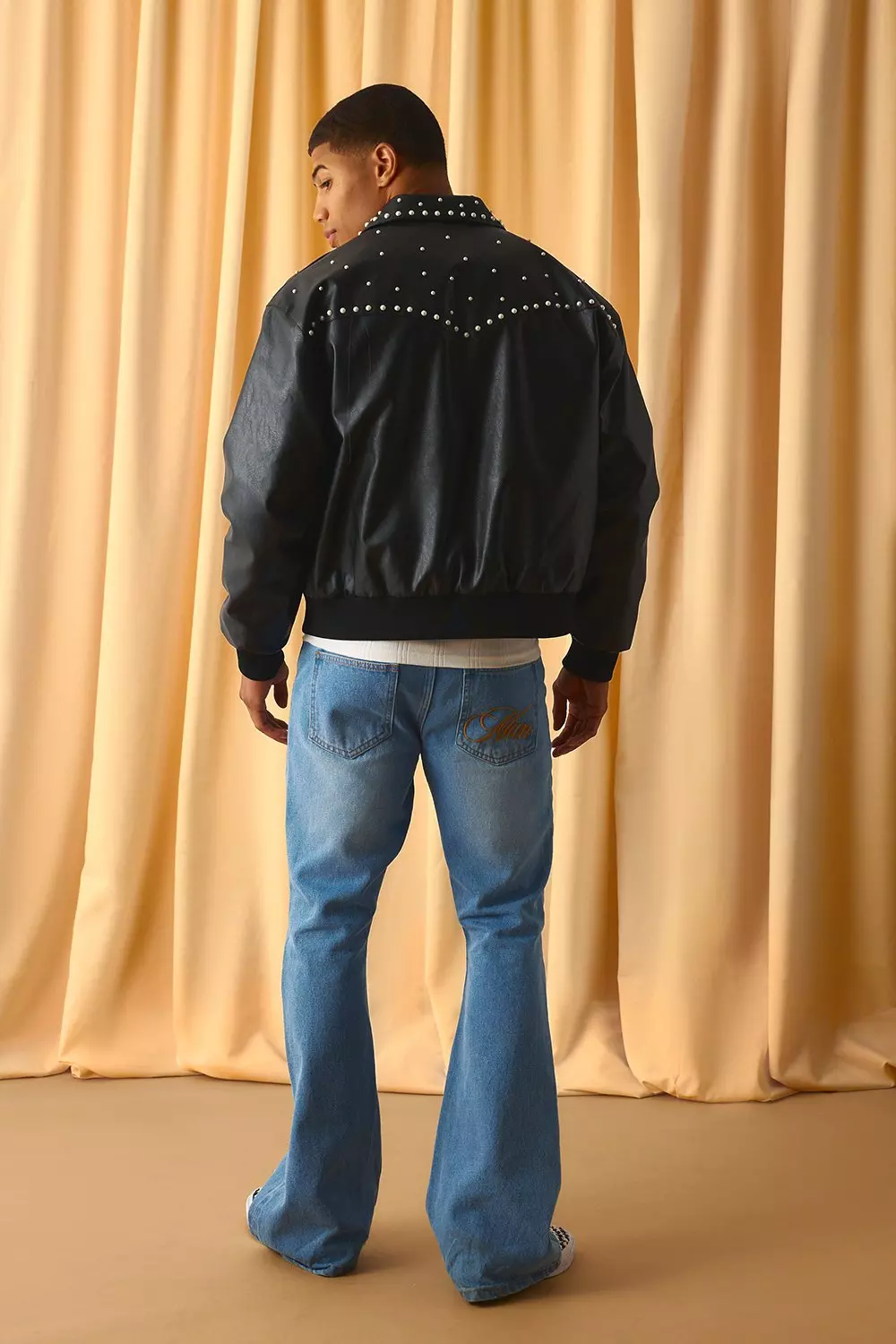 Boxy Fit Embellished PU Western Jacket | boohooMAN