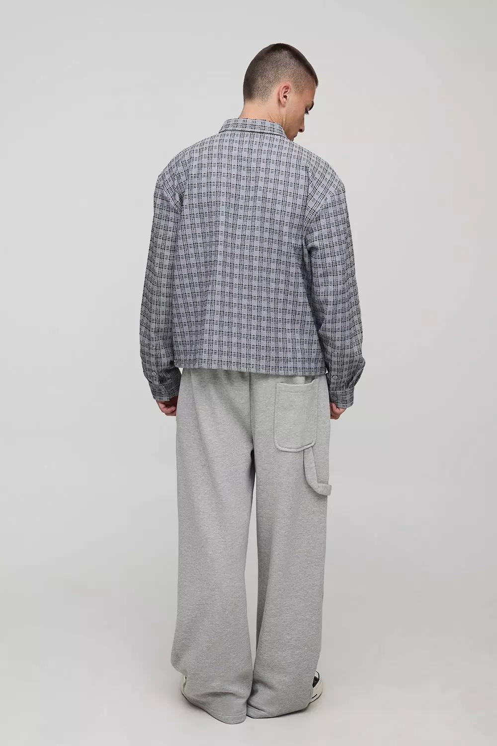Oversized Boxy Microcheck Embroidered Collared Shirt | boohooMAN USA