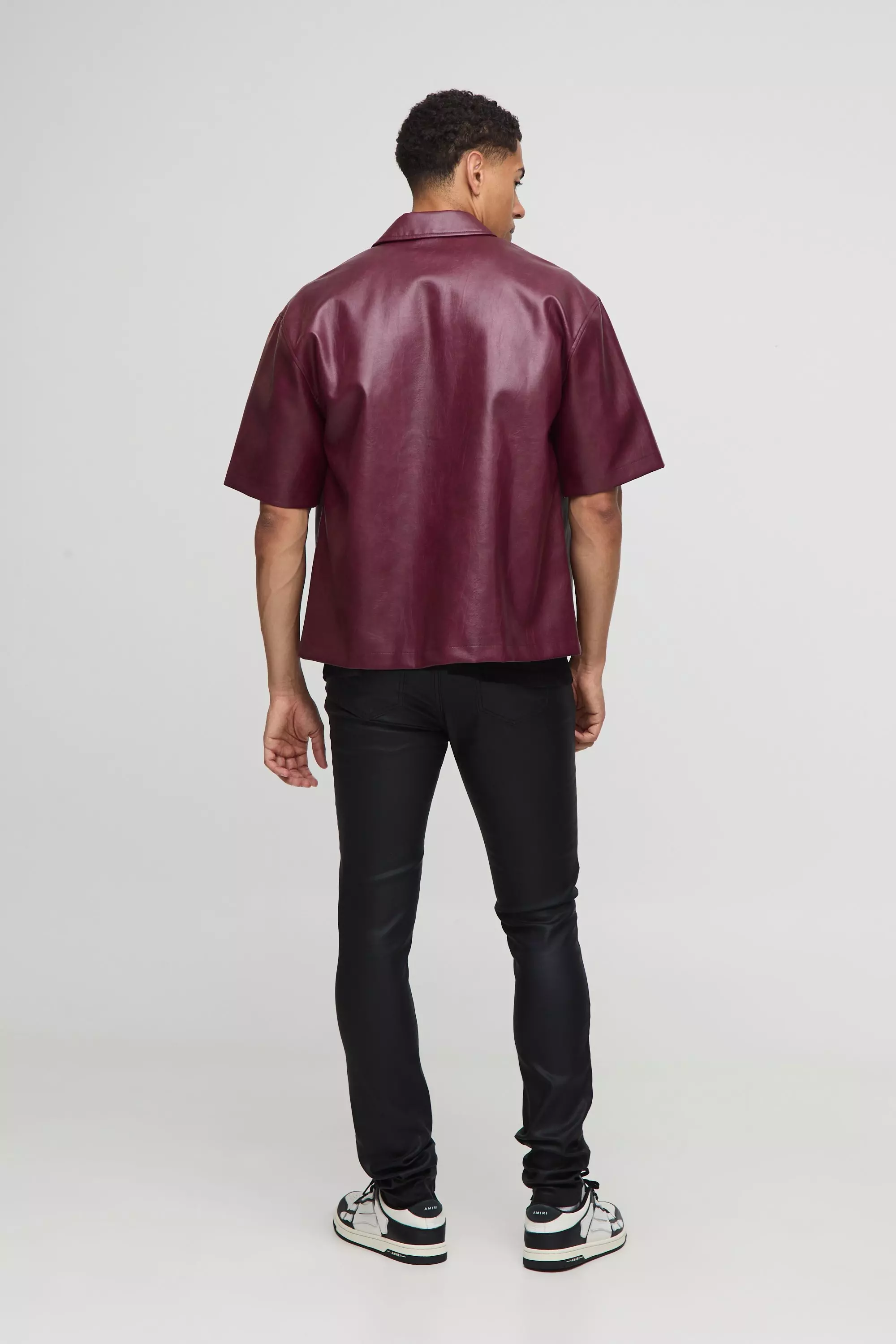 Stacked Skinny Coated Jeans | boohooMAN USA