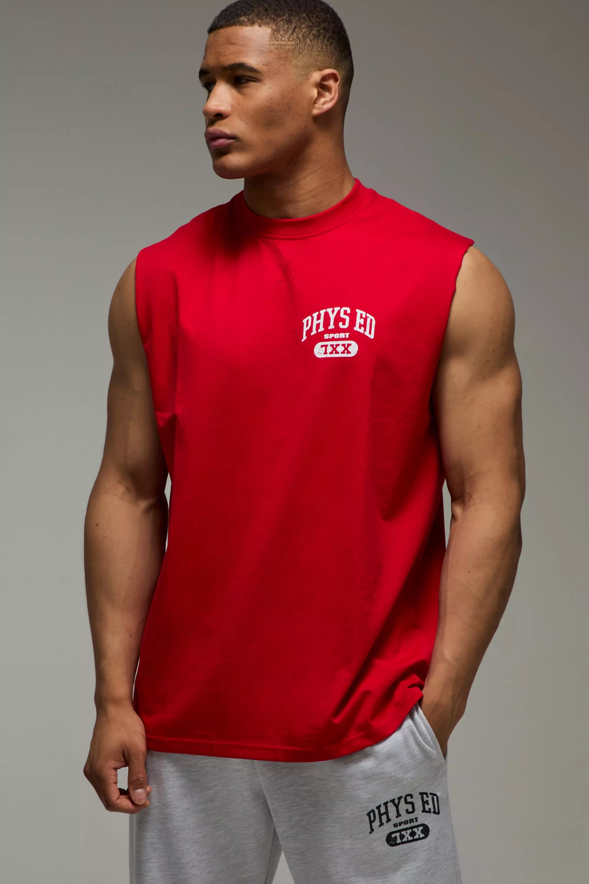 MAN Active Phys Ed Oversized Tank Red