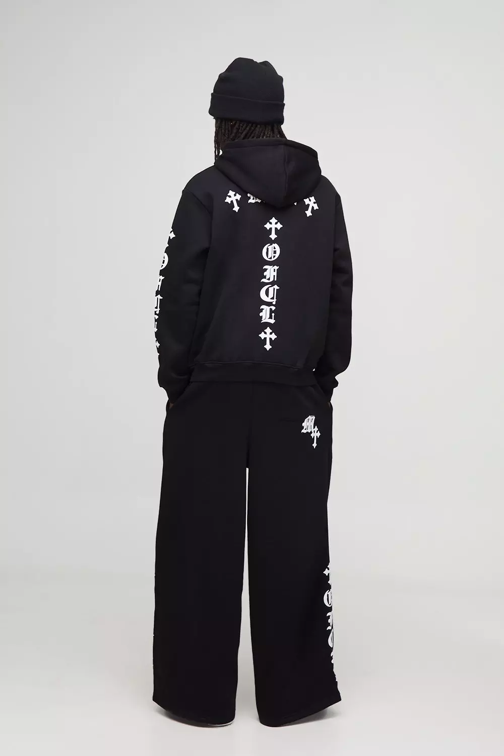 Gothic Graphic Puff Print Zip Through Hoodie | boohooMAN USA
