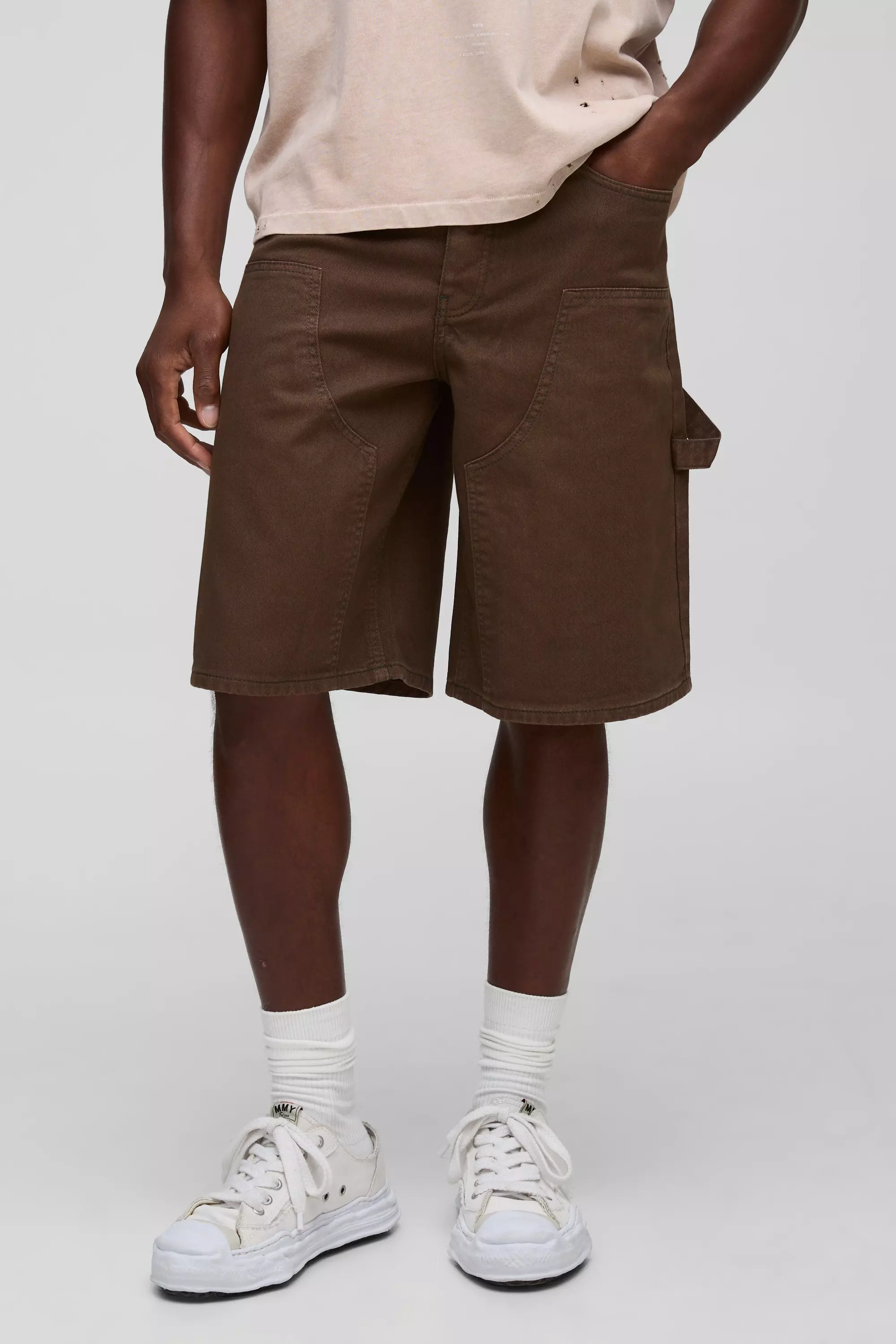 Regular Fit Carpenter Overdyed Denim Jorts | boohooMAN USA