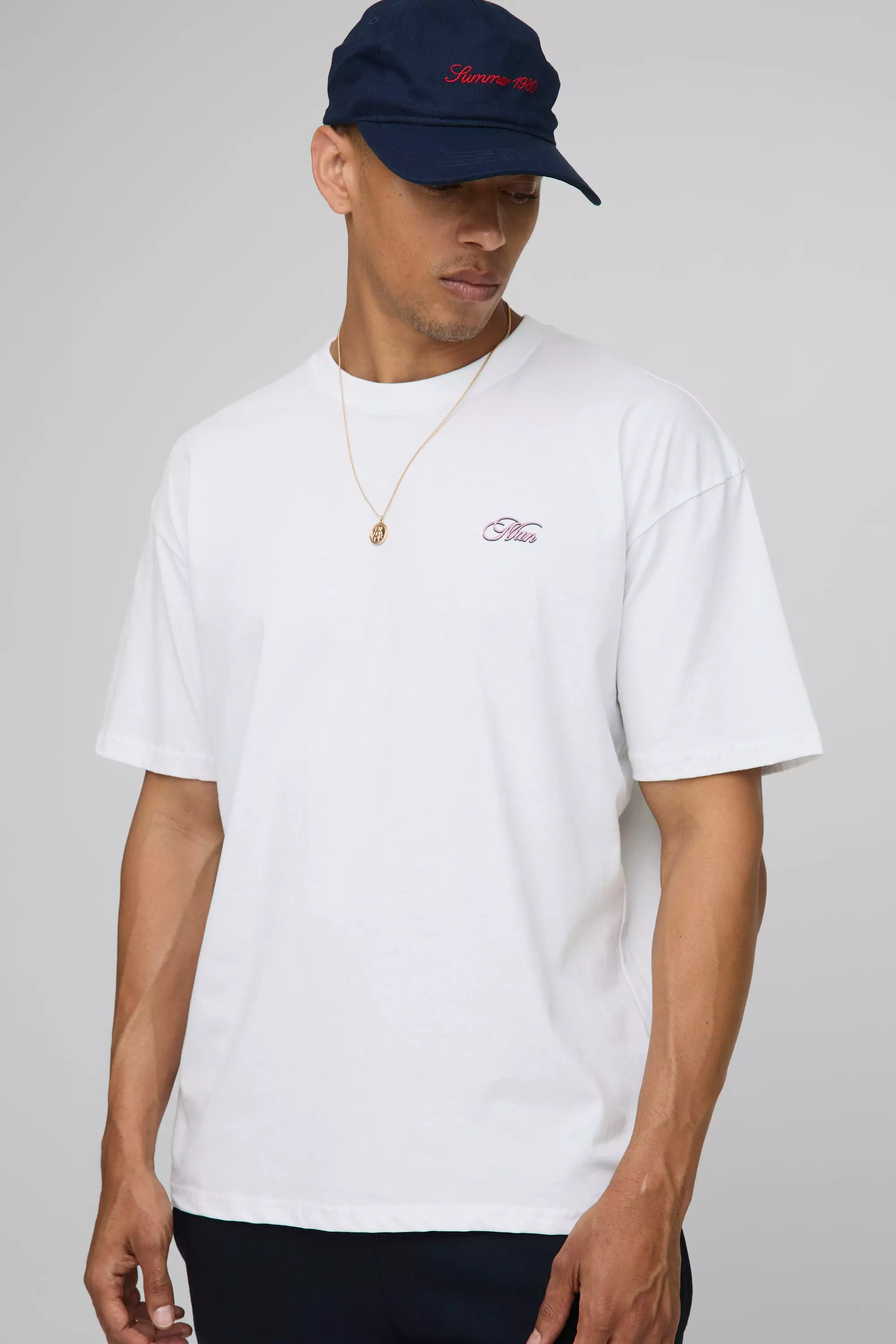 White Oversized Floral French Riviera T-Shirt | boohooMAN USA